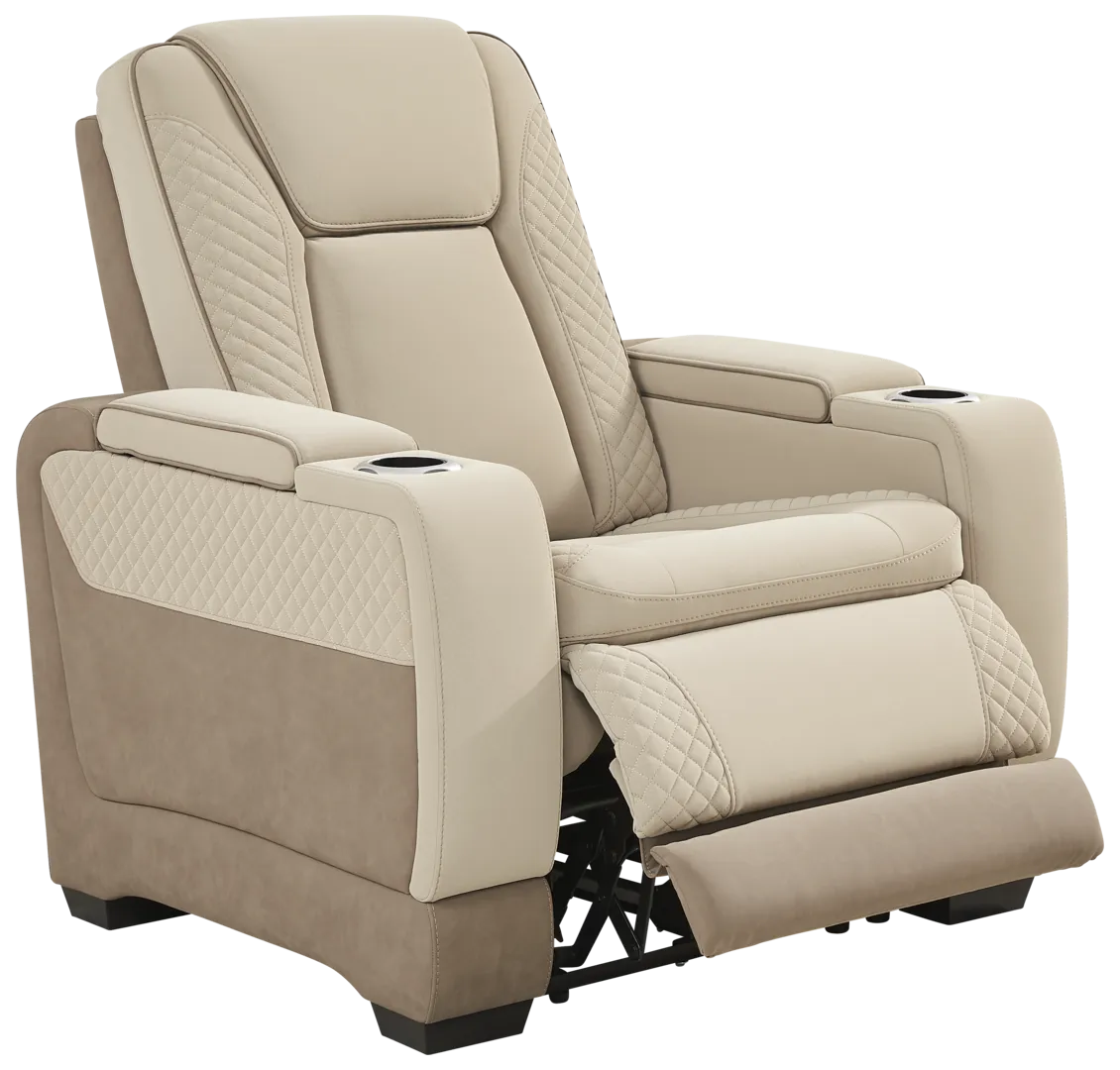 beige dual power recliner