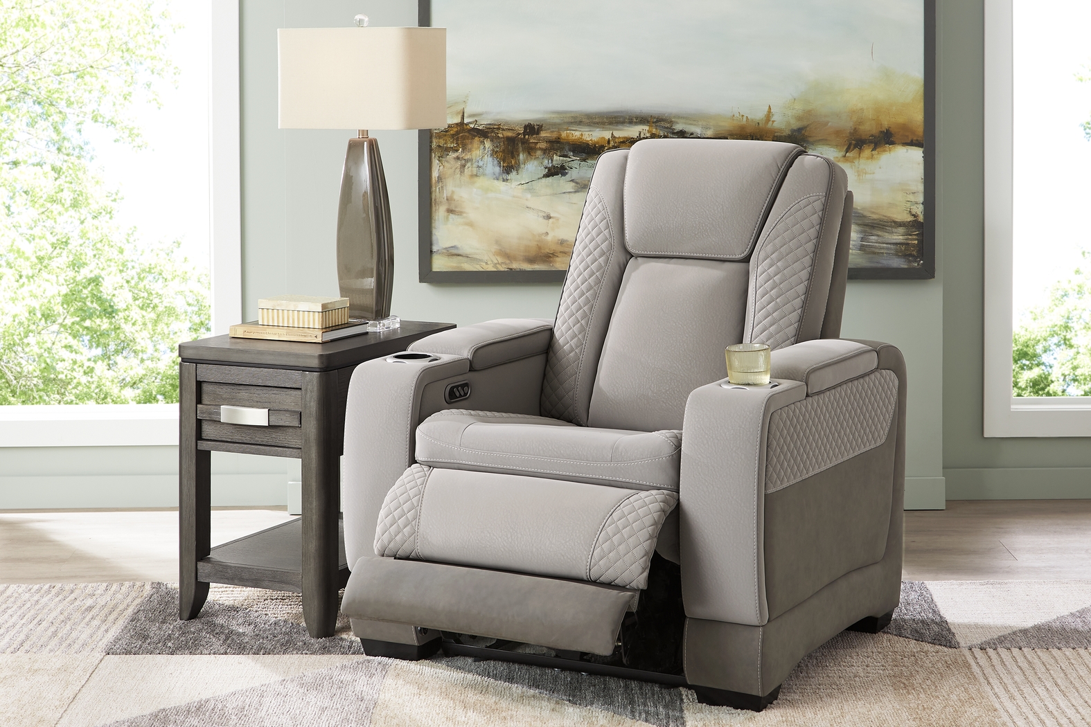 Donovan Park Gray 3 Pc Dual Power Reclining Living Room - Thumbnail - Image 20