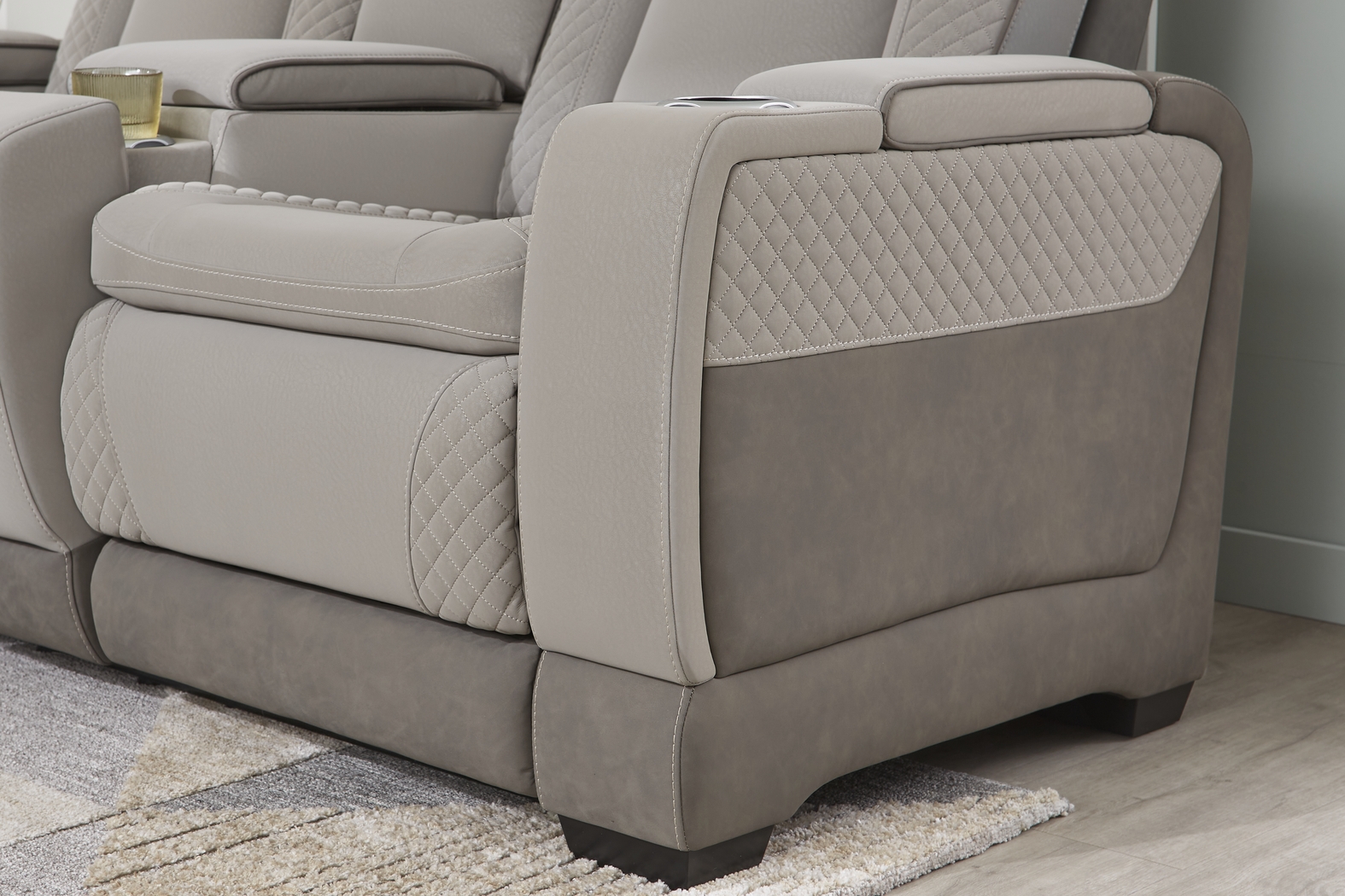 Donovan Park Gray Dual Power Reclining Console Loveseat - Thumbnail - Image 3