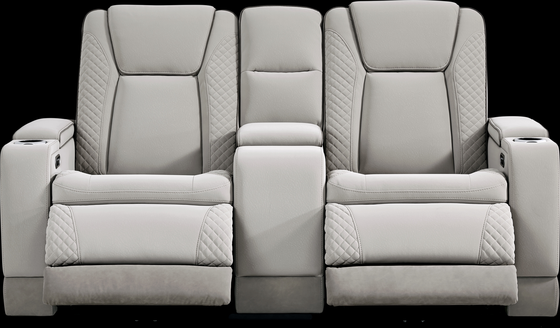 Donovan Park Gray Dual Power Reclining Console Loveseat - Thumbnail - Image 1