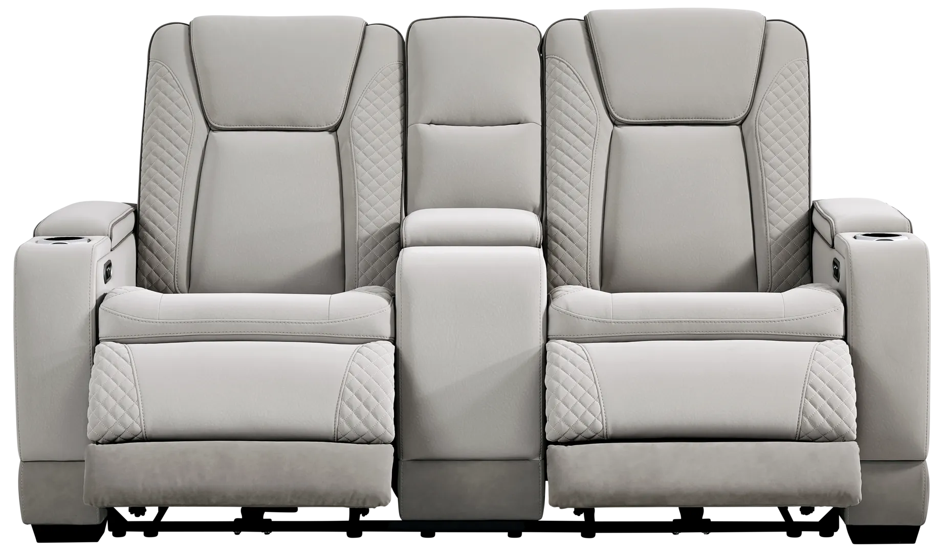 gray dual power console loveseat