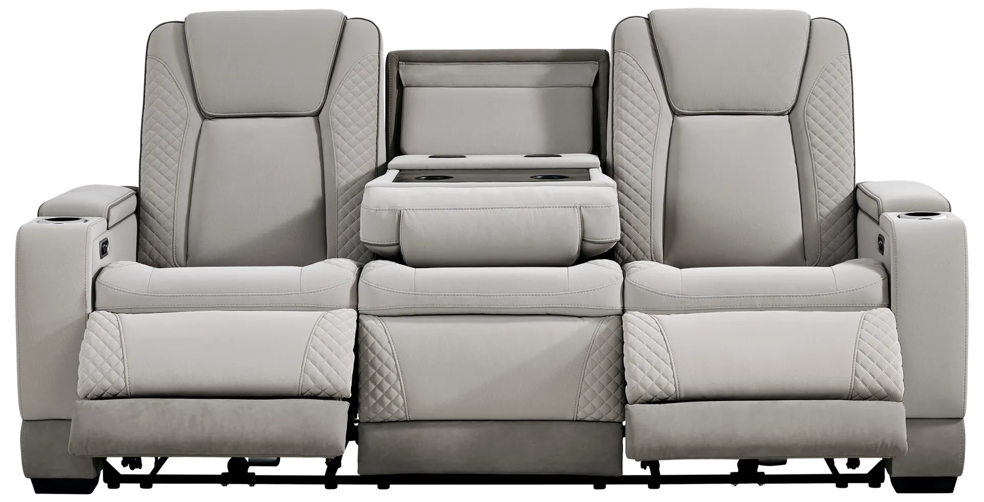 gray dual power reclining sofa