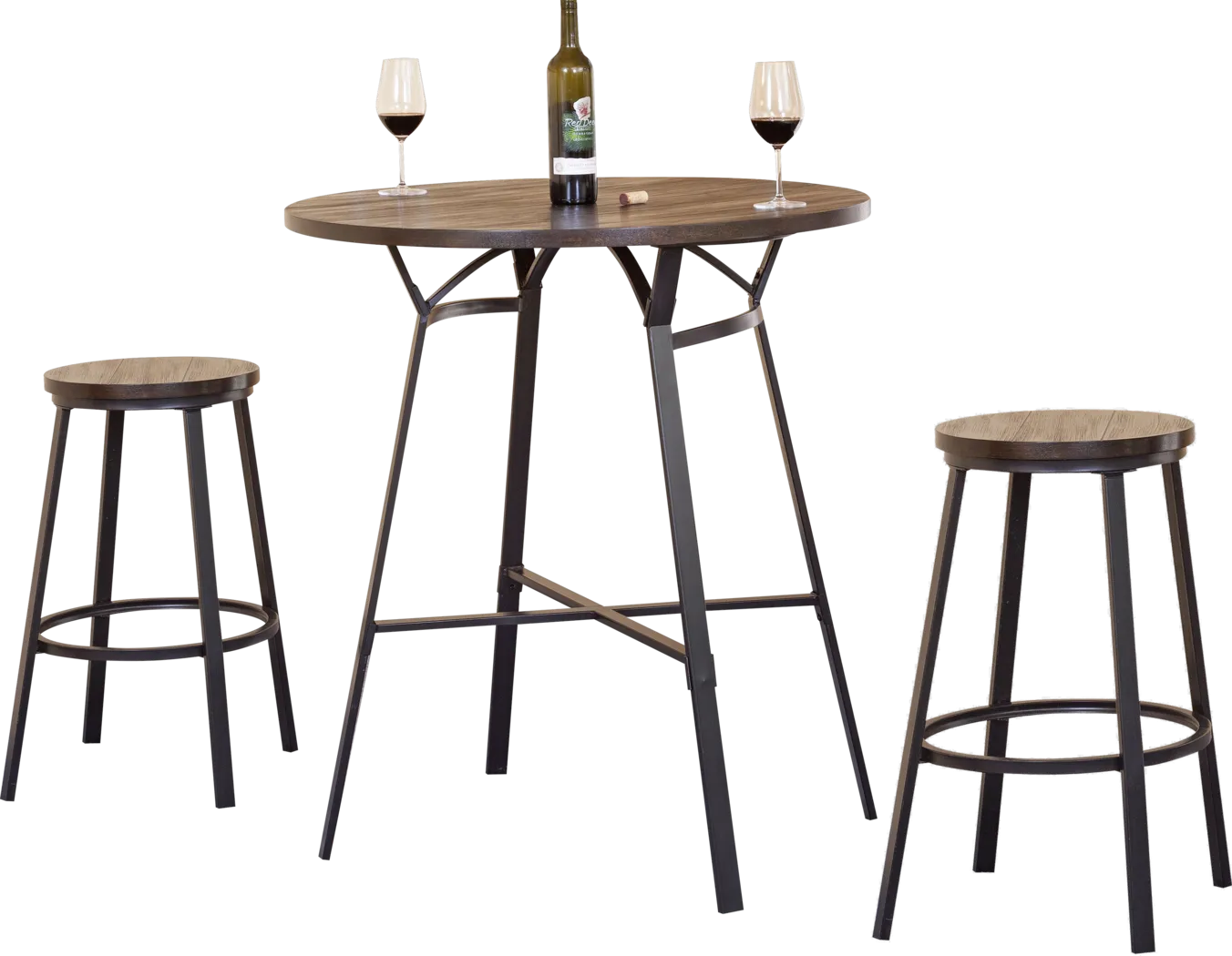 Dora Oak 3 Pc Bar Height Dining Set - Thumbnail - Image 1