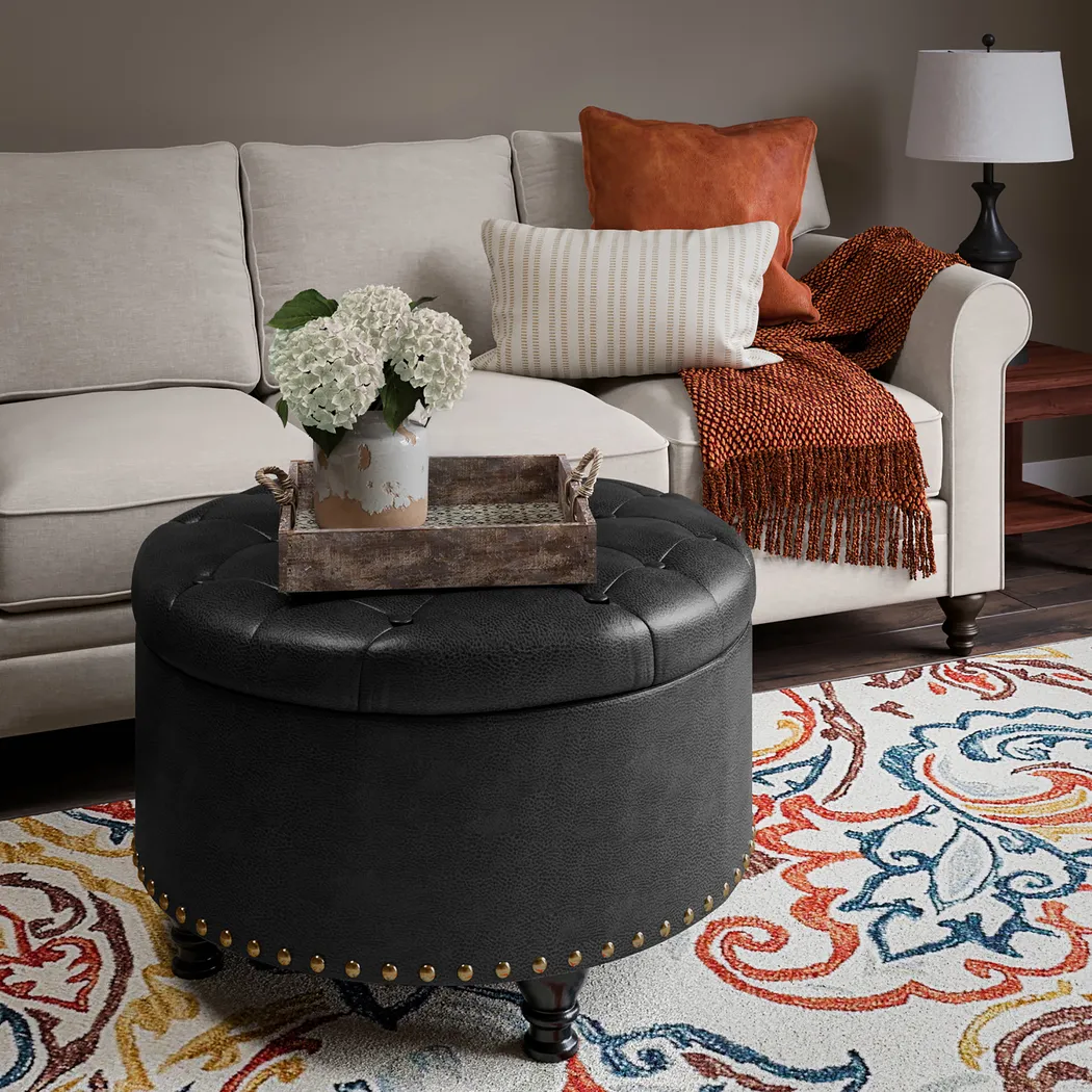 Doretta Black Storage Ottoman - Thumbnail - Image 6