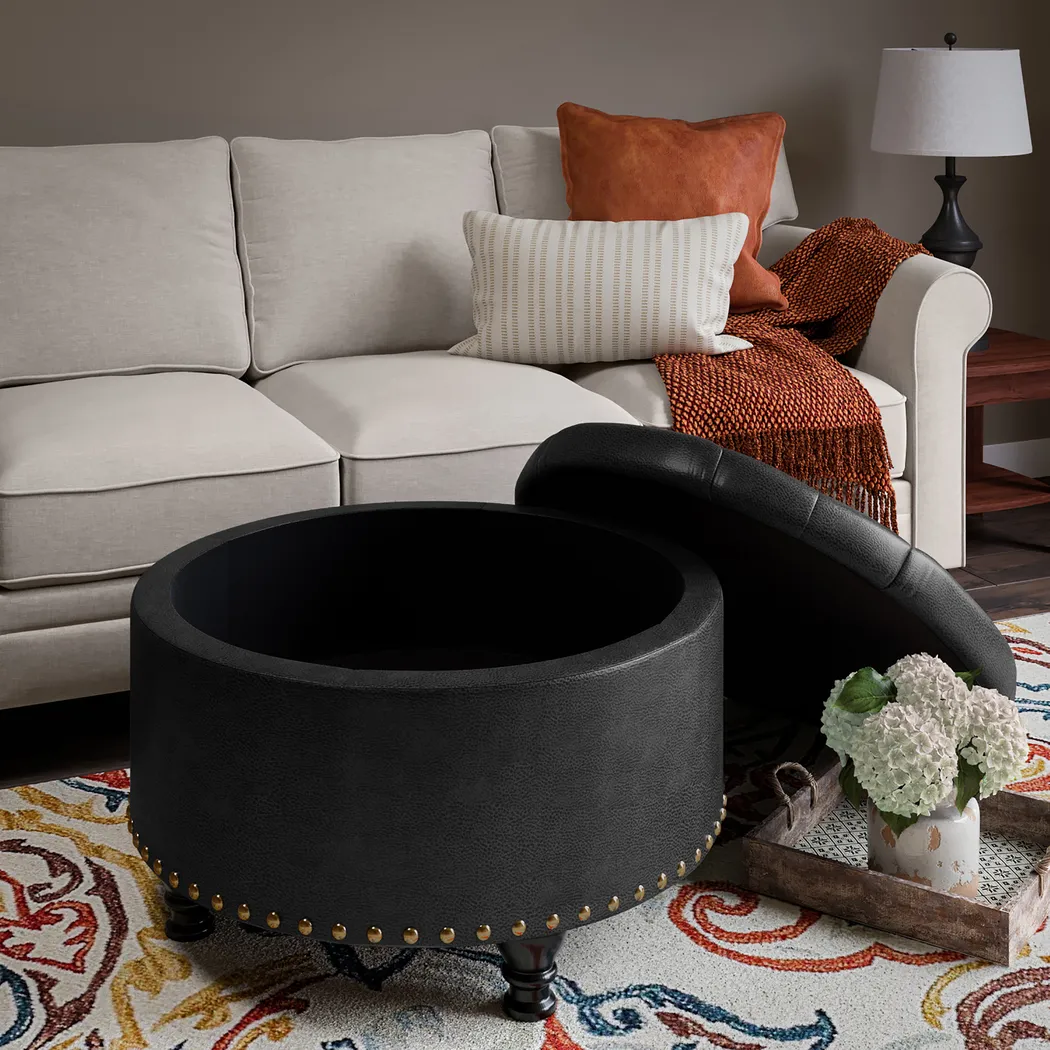 Doretta Black Storage Ottoman - Thumbnail - Image 7