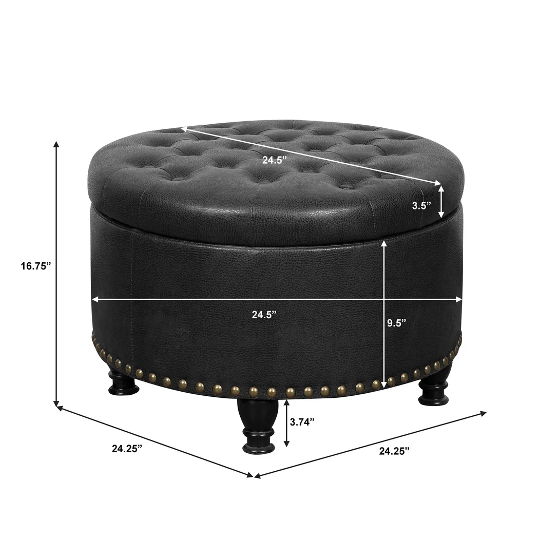 Doretta Black Storage Ottoman - Thumbnail - Image 8