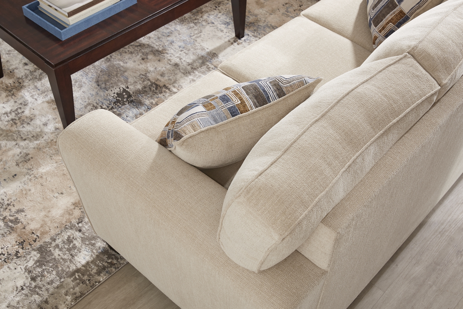 Dover Beige 7 Pc Living Room with Sleeper Sofa - Thumbnail - Image 6