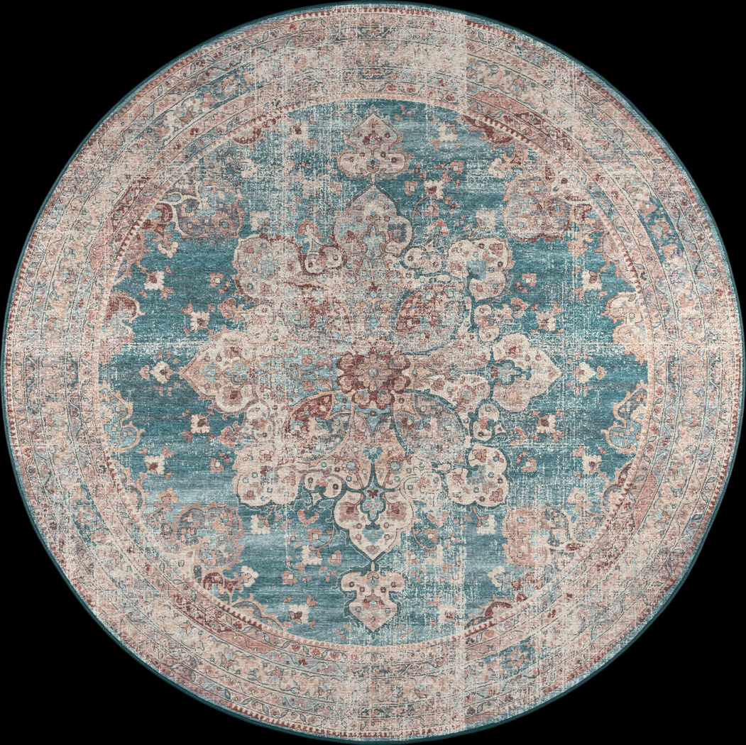 Doverfield Blue 8' Round Rug - Thumbnail - Image 1