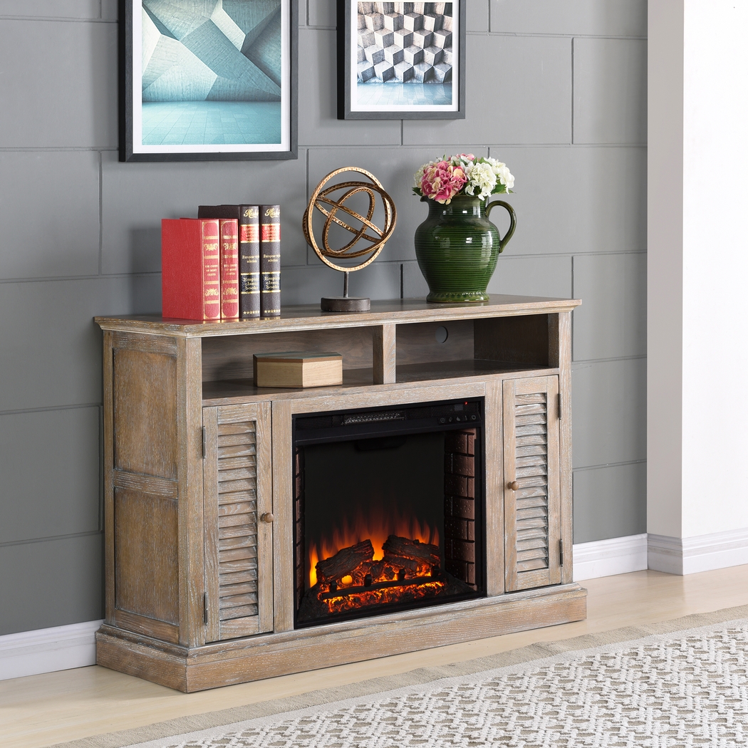 Dovnick Oak 48 in. Console with Electric Fireplace - Thumbnail - Image 2