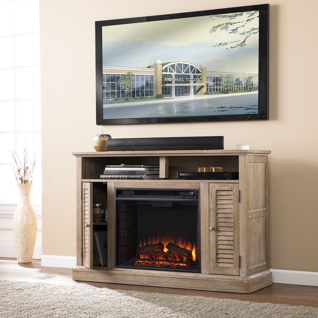 Dovnick Oak 48 in. Console with Electric Fireplace - Thumbnail - Image 4