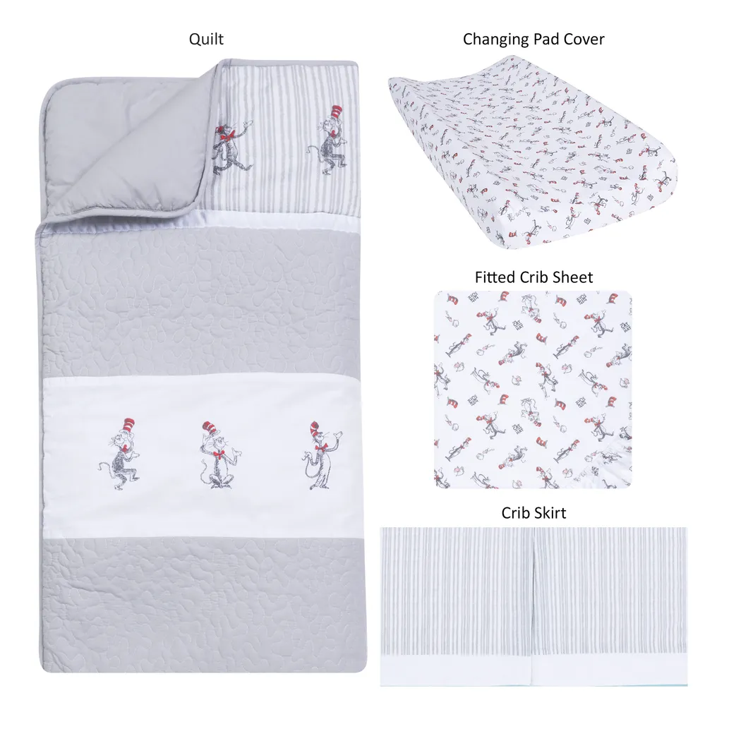 Dr. Seuss The Cat in the Hat Comes Back Gray 4 Pc Baby Bedding Set - Thumbnail - Image 2