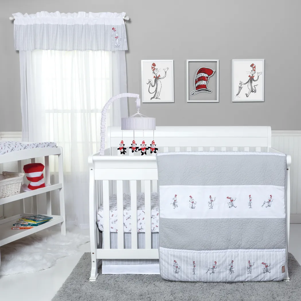 Dr. Seuss The Cat in the Hat Comes Back Gray 4 Pc Baby Bedding Set - Thumbnail - Image 1