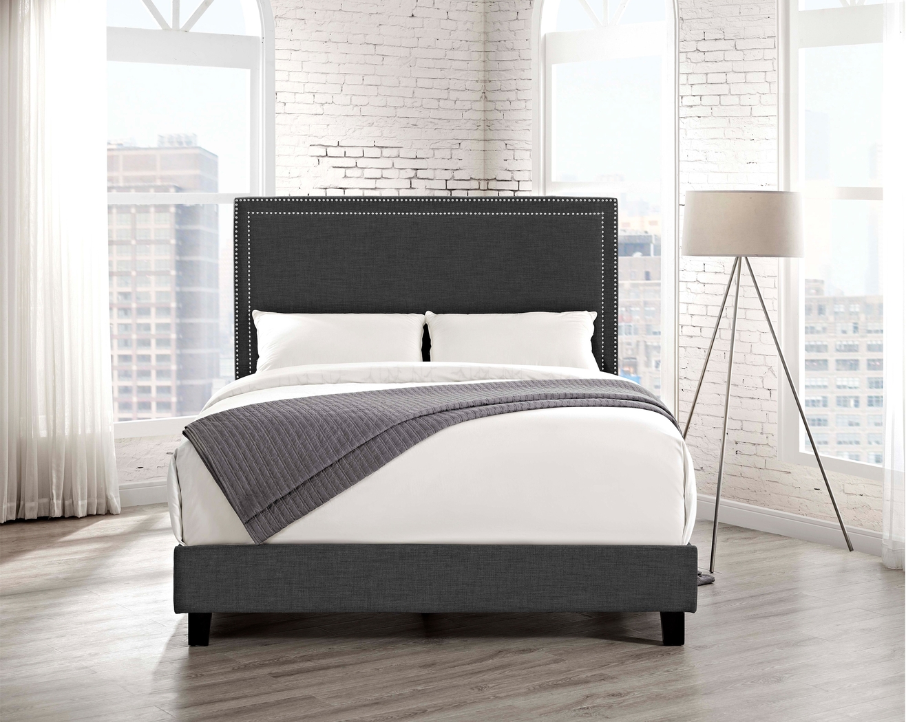 Draeger Charcoal Queen Platform Bed - Thumbnail - Image 2