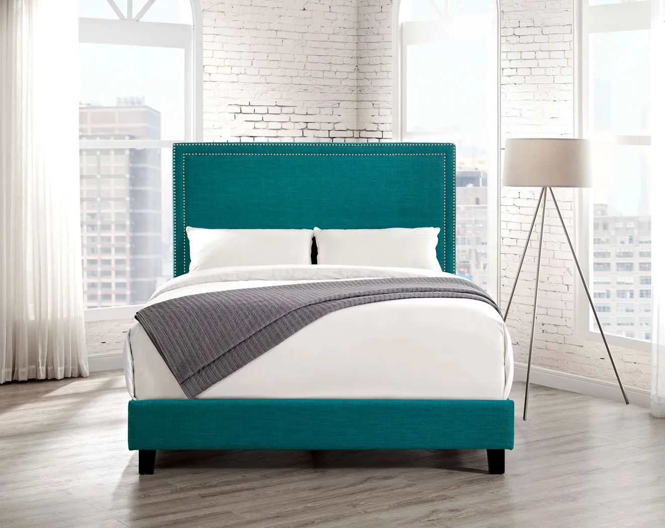 Draeger Teal Queen Platform Bed - Thumbnail - Image 2