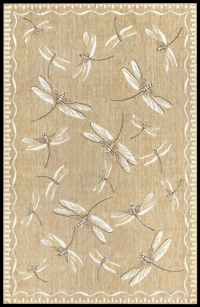 Dragonfly Dance Sand 4'10 x 7'6 Indoor/Outdoor Rug - Thumbnail - Image 1
