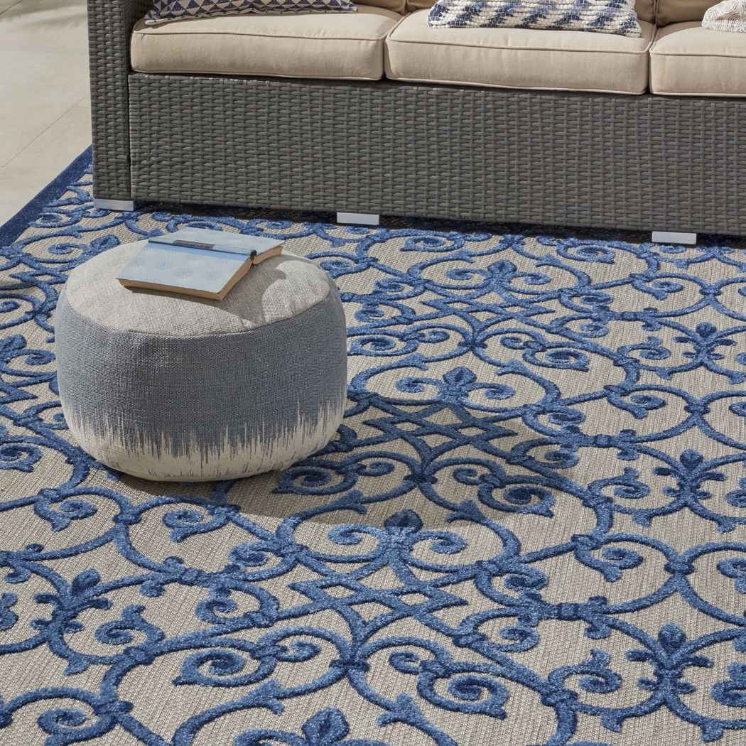 Drayce Blue 5' x 8' Indoor/Outdoor Rug - Thumbnail - Image 8