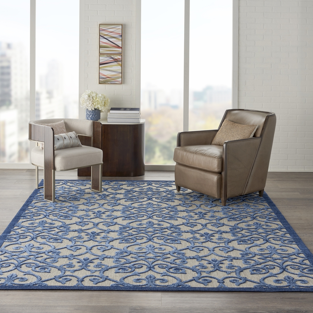 Drayce Blue 8' x 11' Indoor/Outdoor Rug - Thumbnail - Image 9