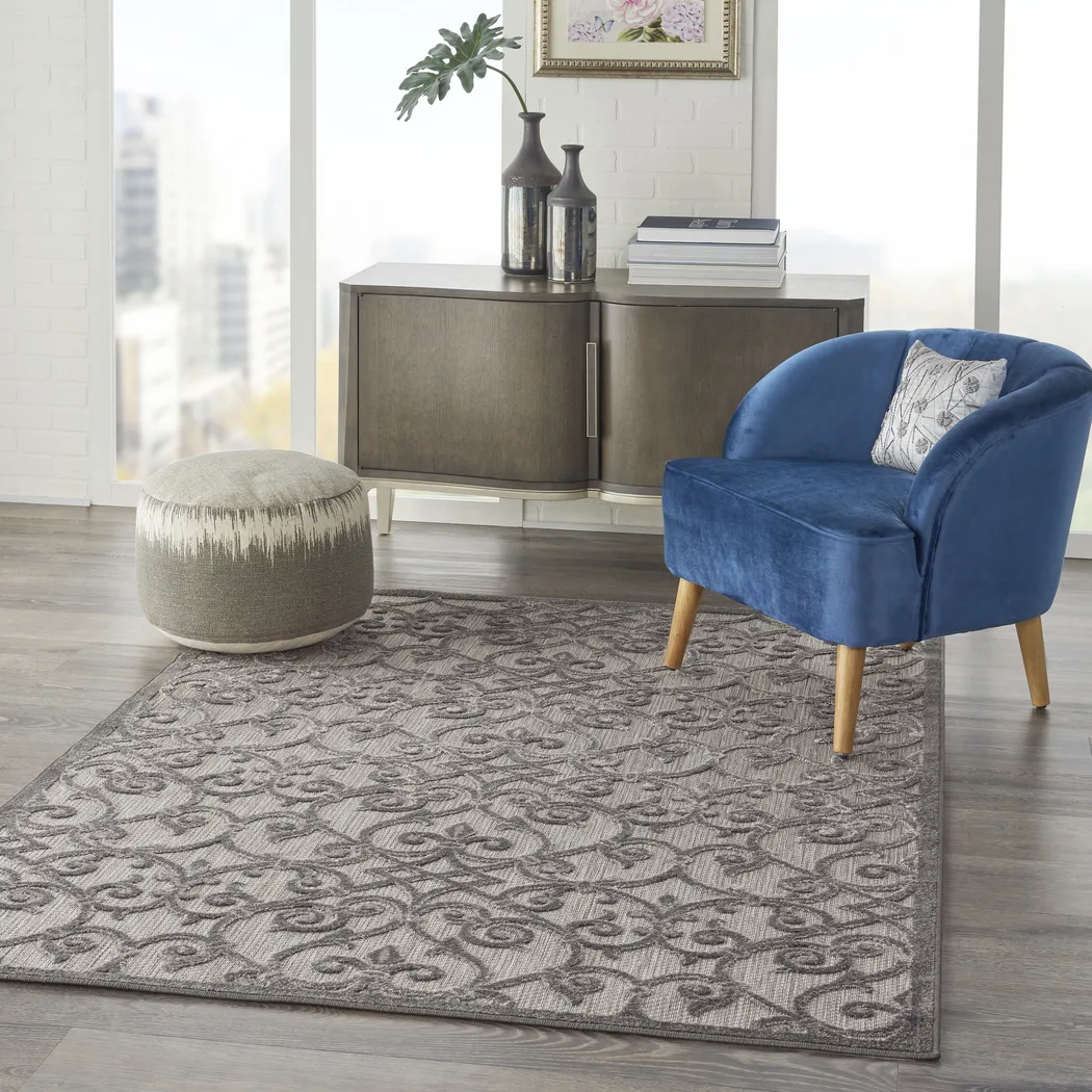 Drayce Gray 5' x 8' Indoor/Outdoor Rug - Thumbnail - Image 7