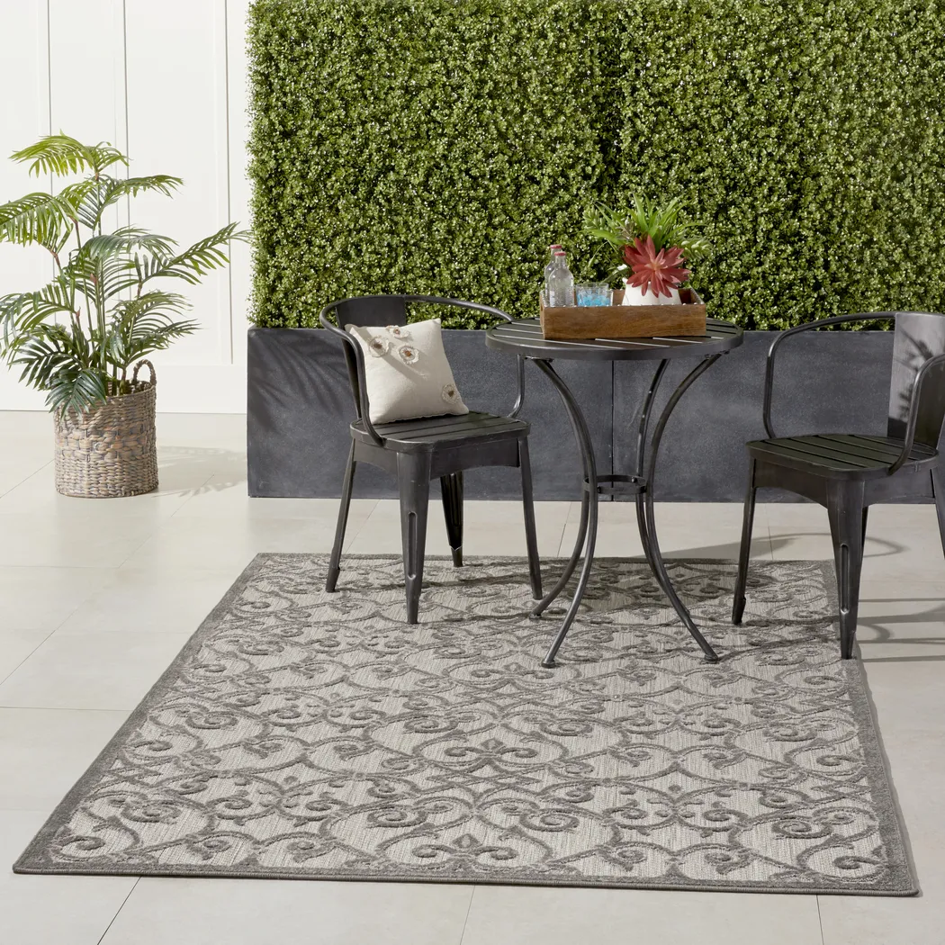 Drayce Gray 5' x 8' Indoor/Outdoor Rug - Thumbnail - Image 9