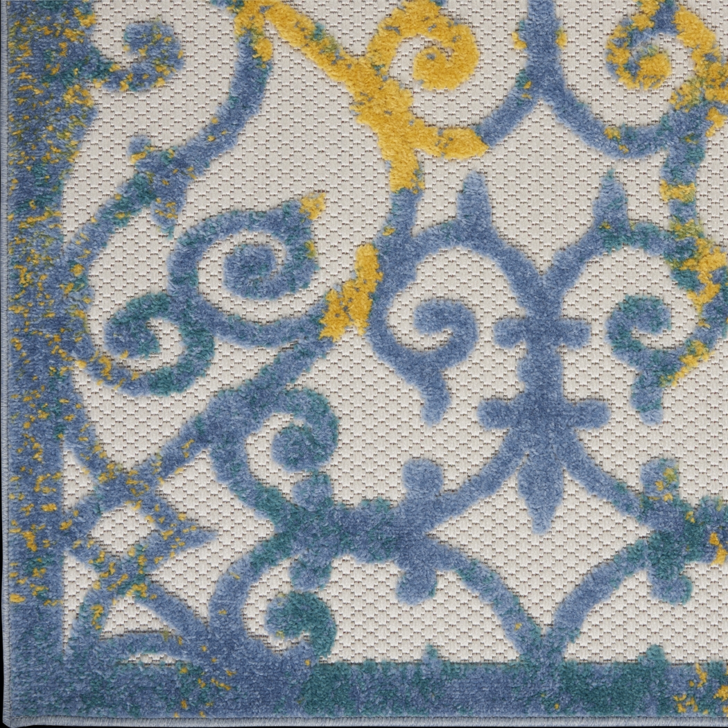 Drayce Ivory/Blue 5'3 x 7'5 Indoor/Outdoor Rug - Thumbnail - Image 10