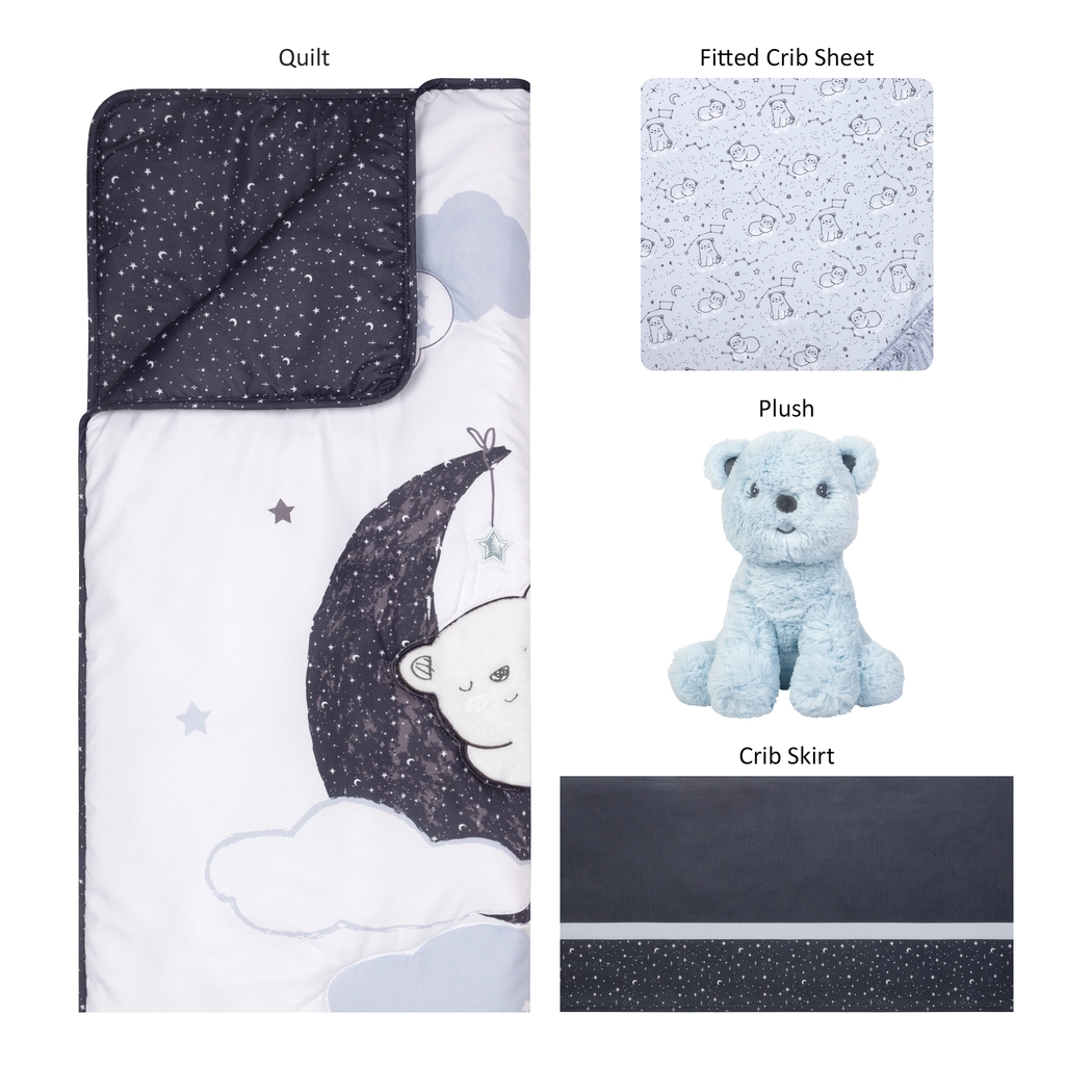Dreamy Bear White 4 Pc Baby Bedding Set - Thumbnail - Image 2