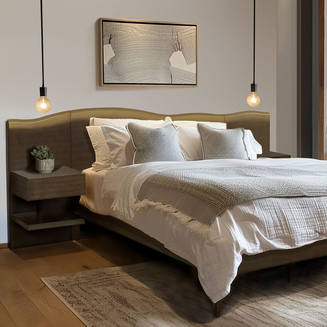 Dreibrodt Brown Queen Platform Bed with Nightstands - Thumbnail - Image 7