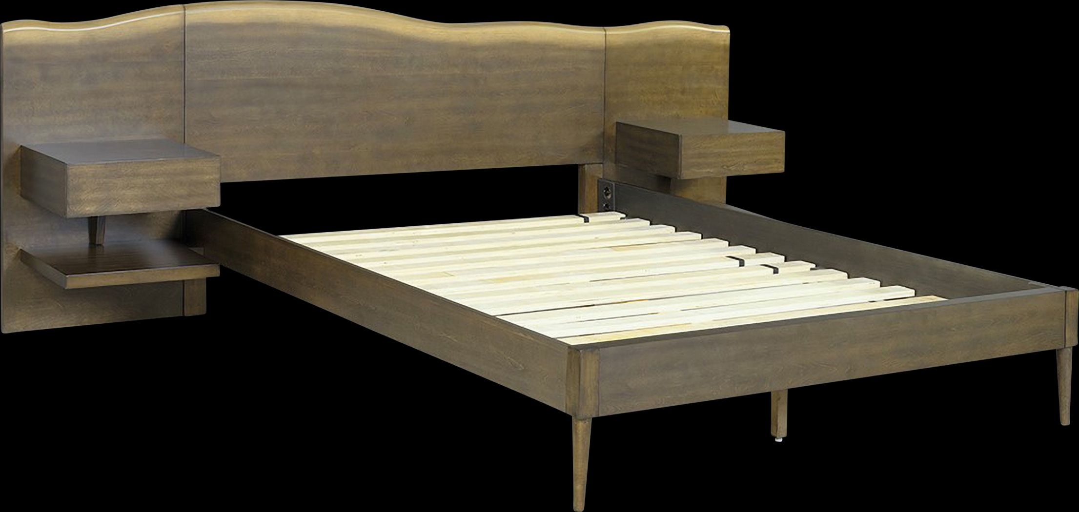 Dreibrodt Brown Queen Platform Bed with Nightstands - Thumbnail - Image 1