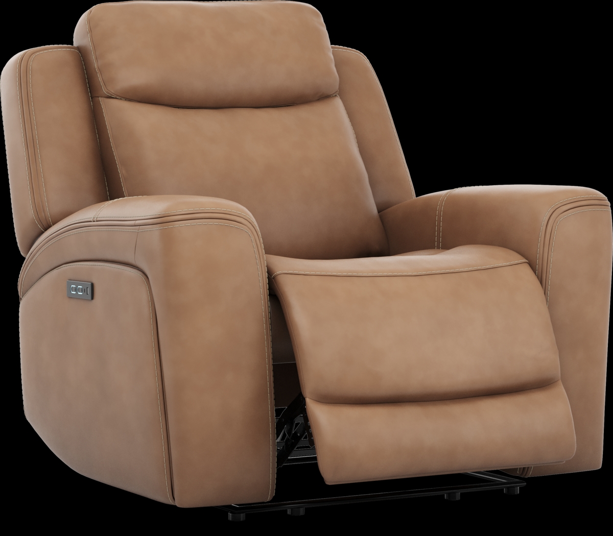 Davidson Caramel Leather Dual Power Recliner - Thumbnail - Image 1