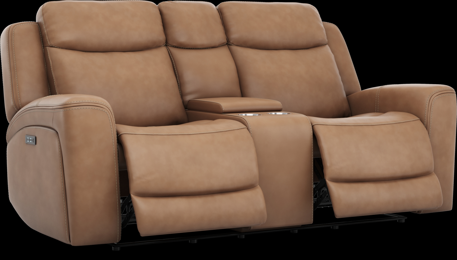 Davidson Caramel Leather 7 Pc Dual Power Reclining Living Room - Thumbnail - Image 11