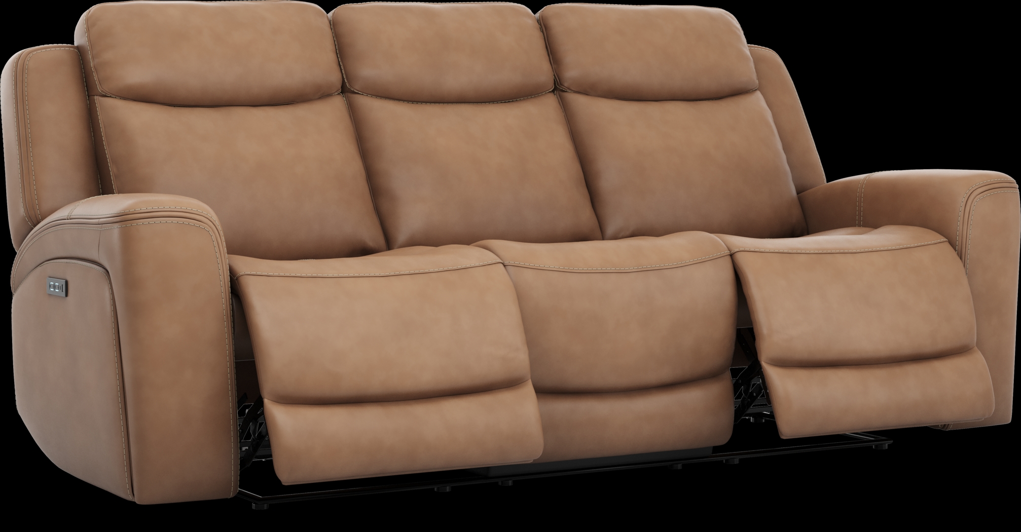 Davidson Caramel Leather 2 Pc Dual Power Reclining Living Room - Thumbnail - Image 3