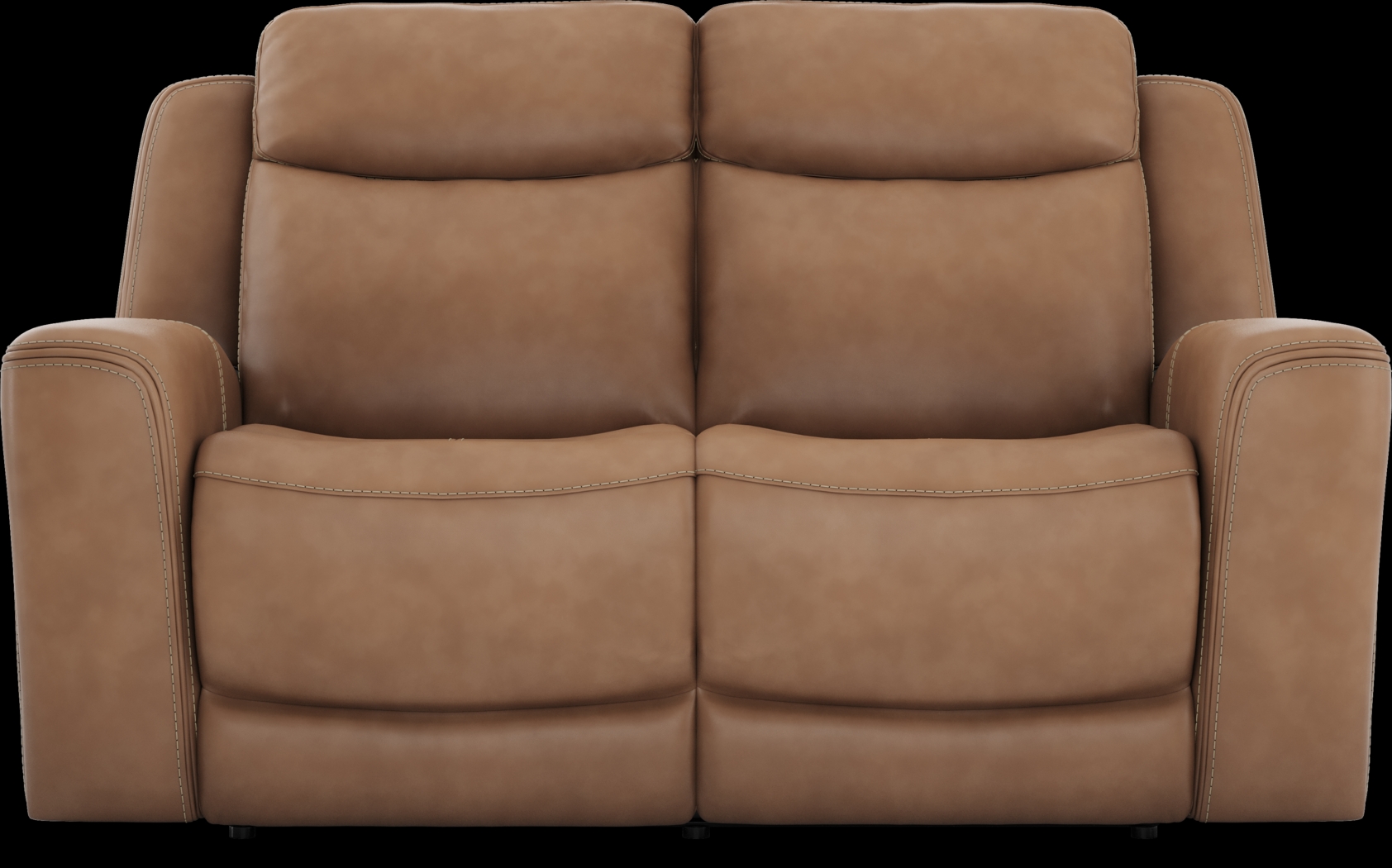 Davidson Caramel Leather Loveseat - Thumbnail - Image 1