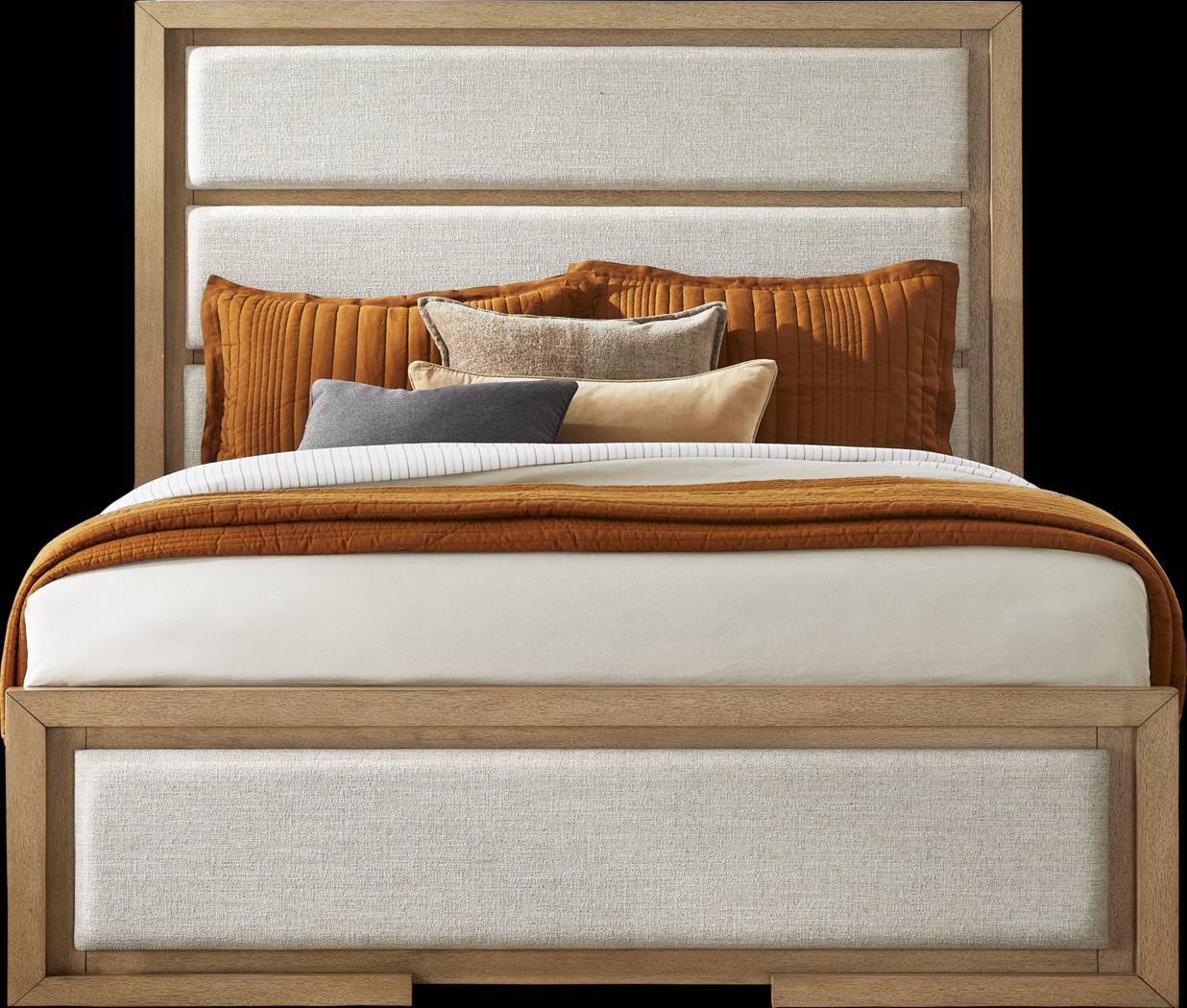 Alpine Lake Light Oak 3 Pc King Upholstered Bed - Thumbnail - Image 1