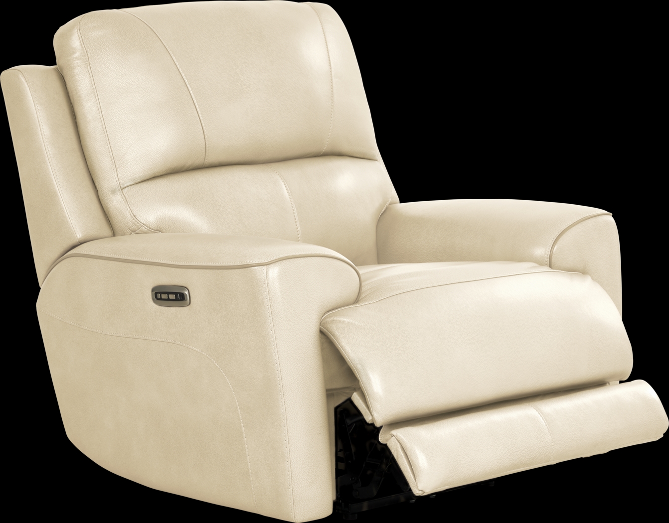 Fremont Almond Leather Dual Power Recliner - Thumbnail - Image 1