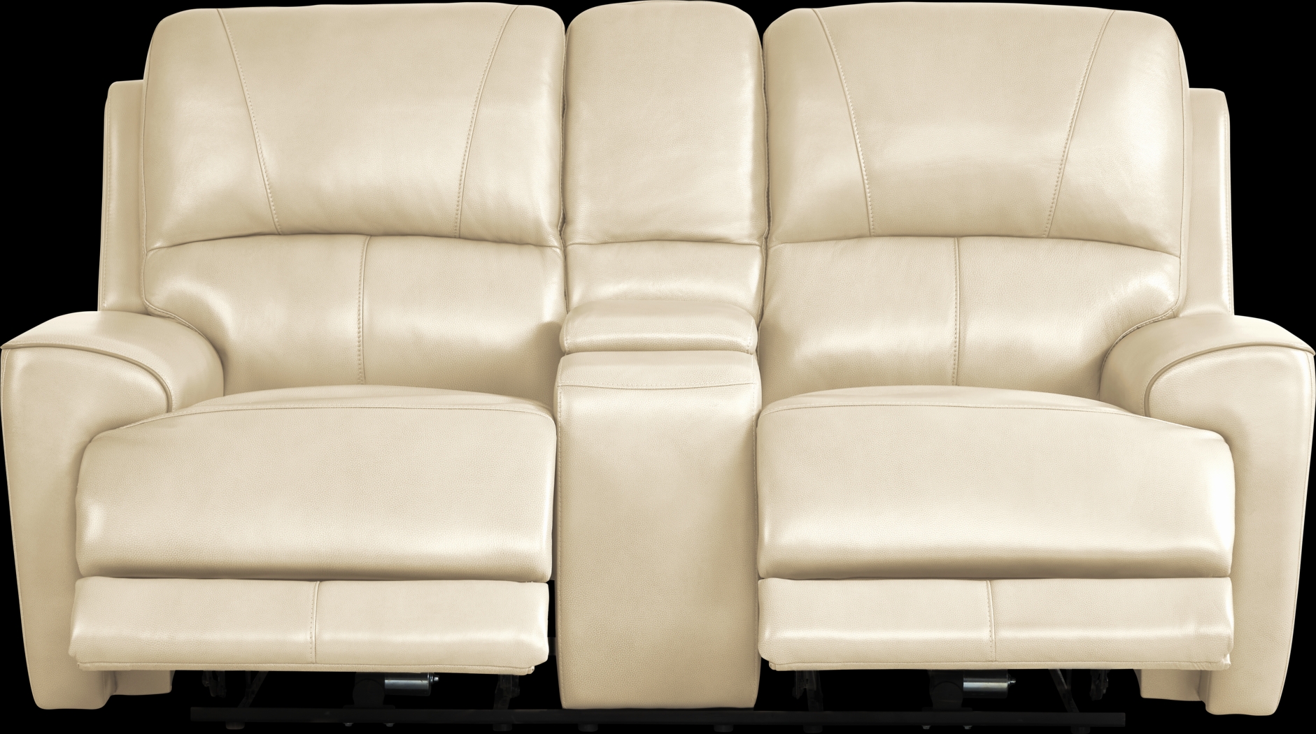 Fremont Almond Leather Dual Power Reclining Console Loveseat - Thumbnail - Image 1