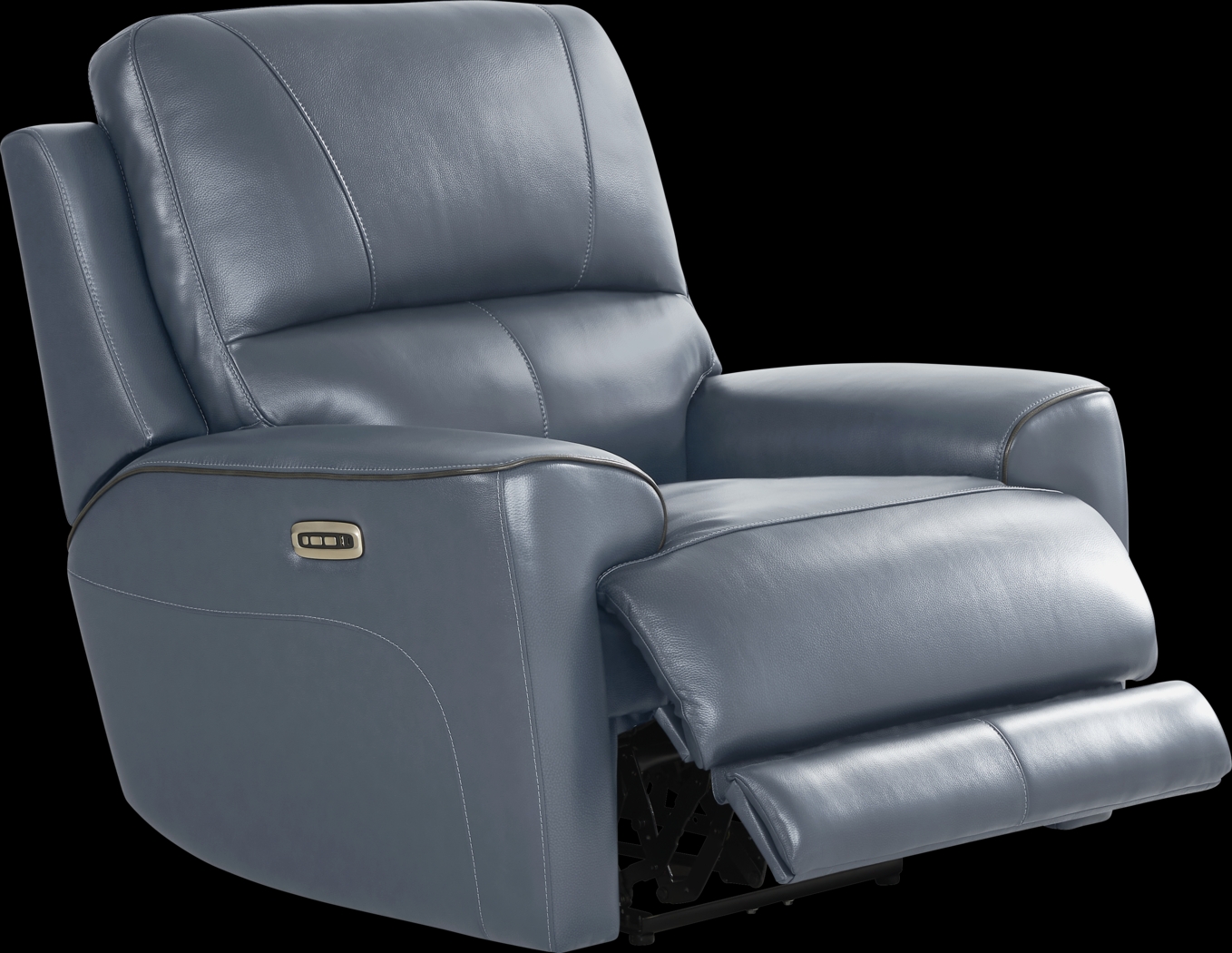 Fremont Blue Leather 3 Pc Living Room with Dual Power Reclining Sofa - Thumbnail - Image 11