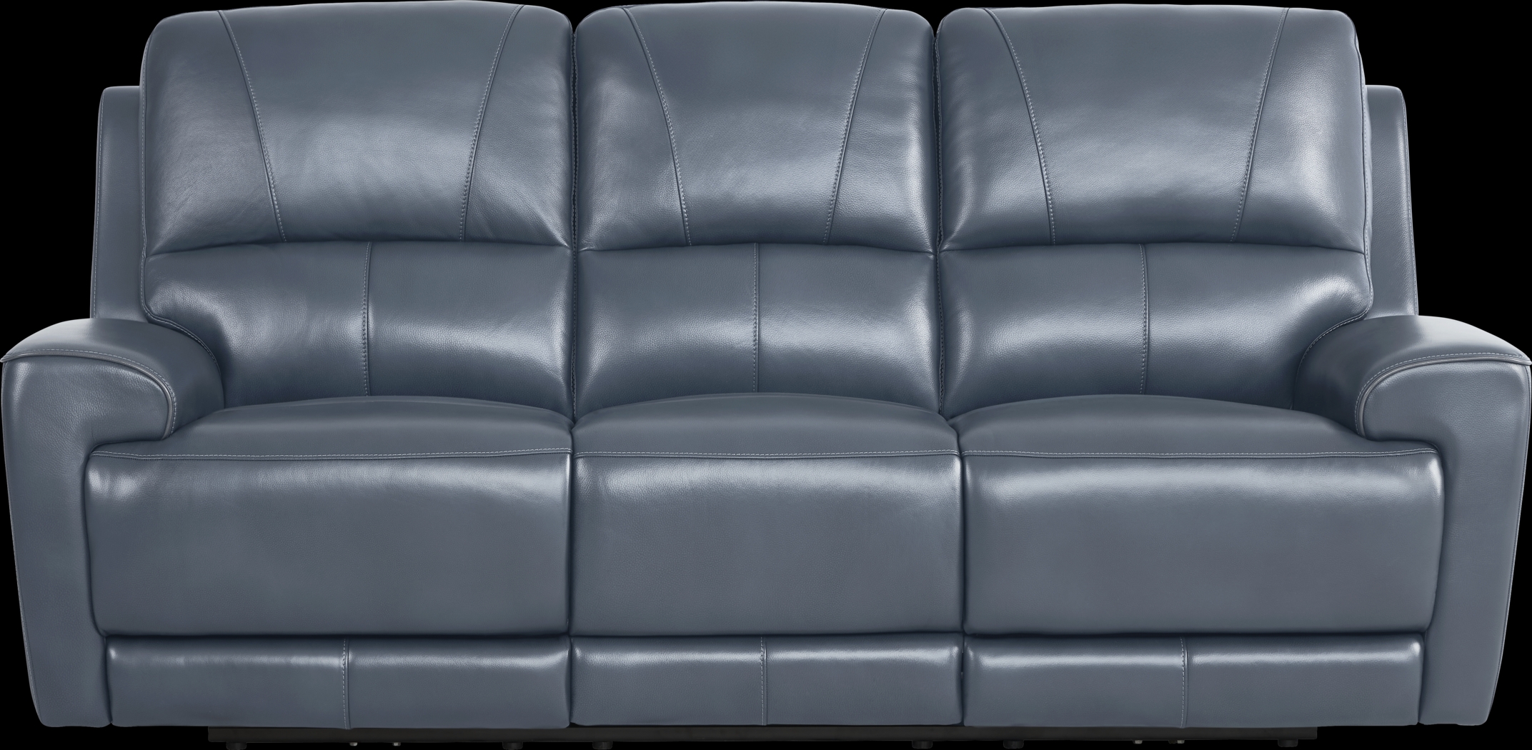 Fremont Blue Leather Dual Power Reclining Sofa - Thumbnail - Image 2
