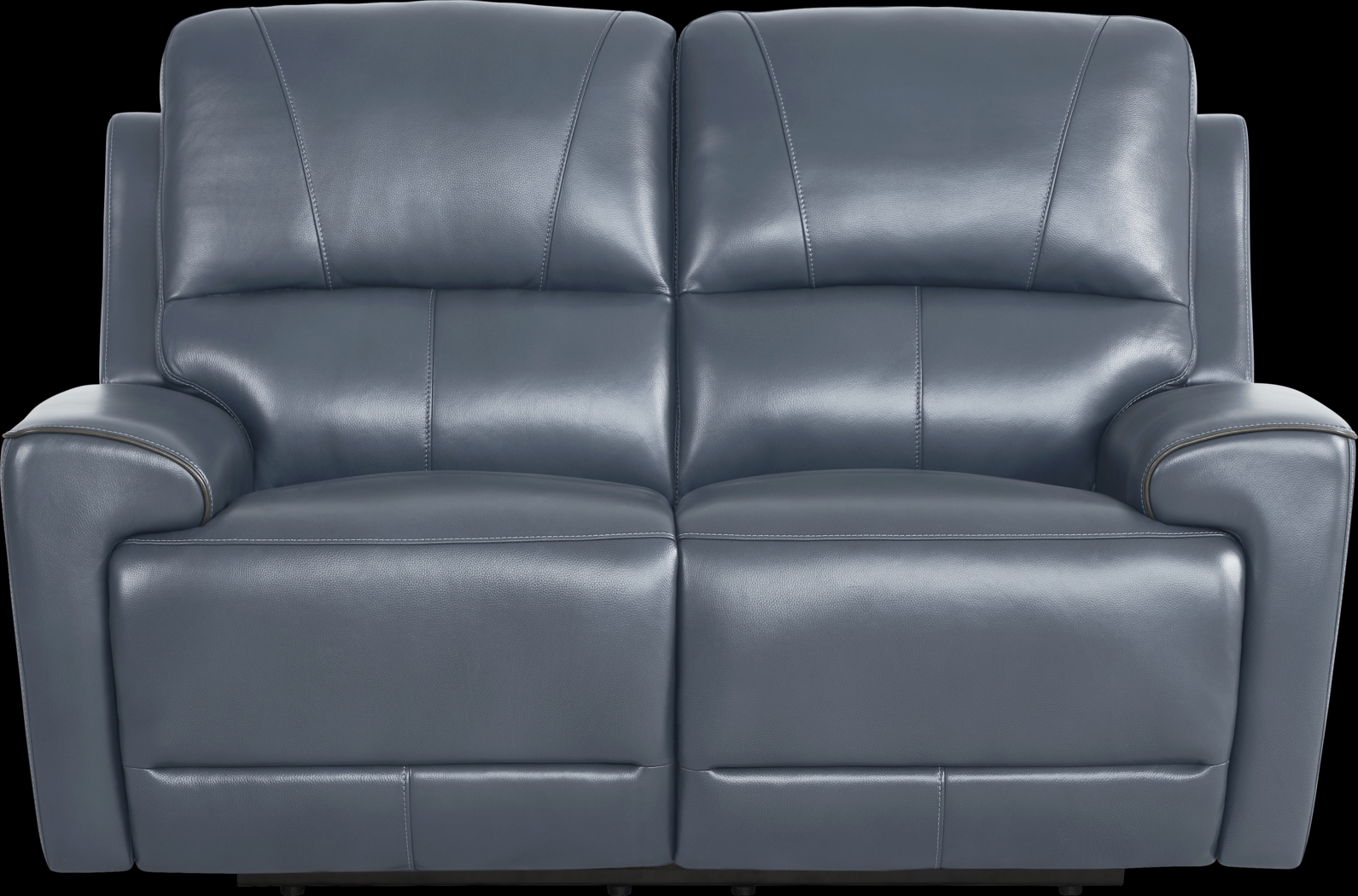 Fremont Blue Leather Reclining Loveseat - Thumbnail - Image 3