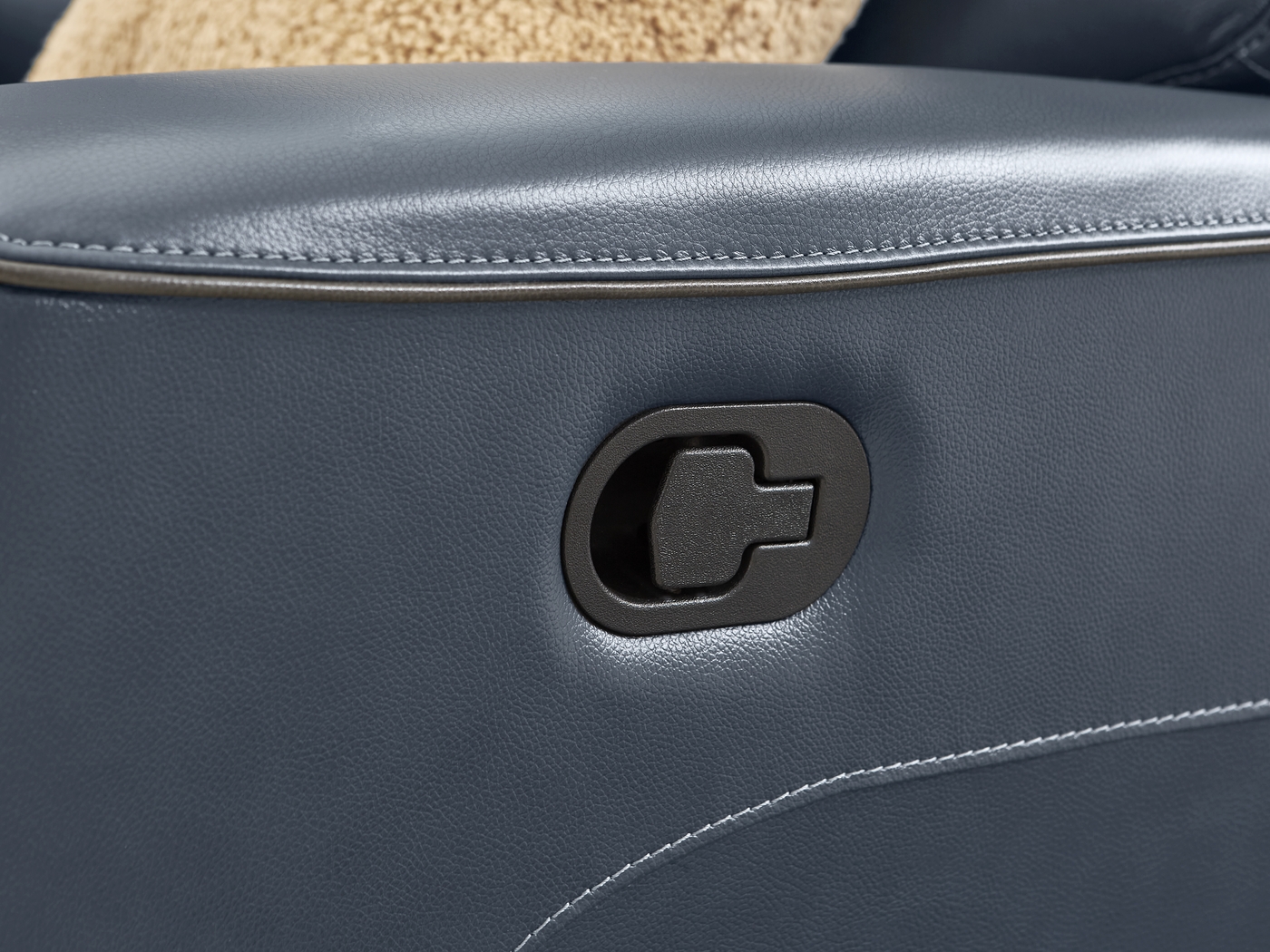 Fremont Blue Leather Reclining Loveseat - Thumbnail - Image 4