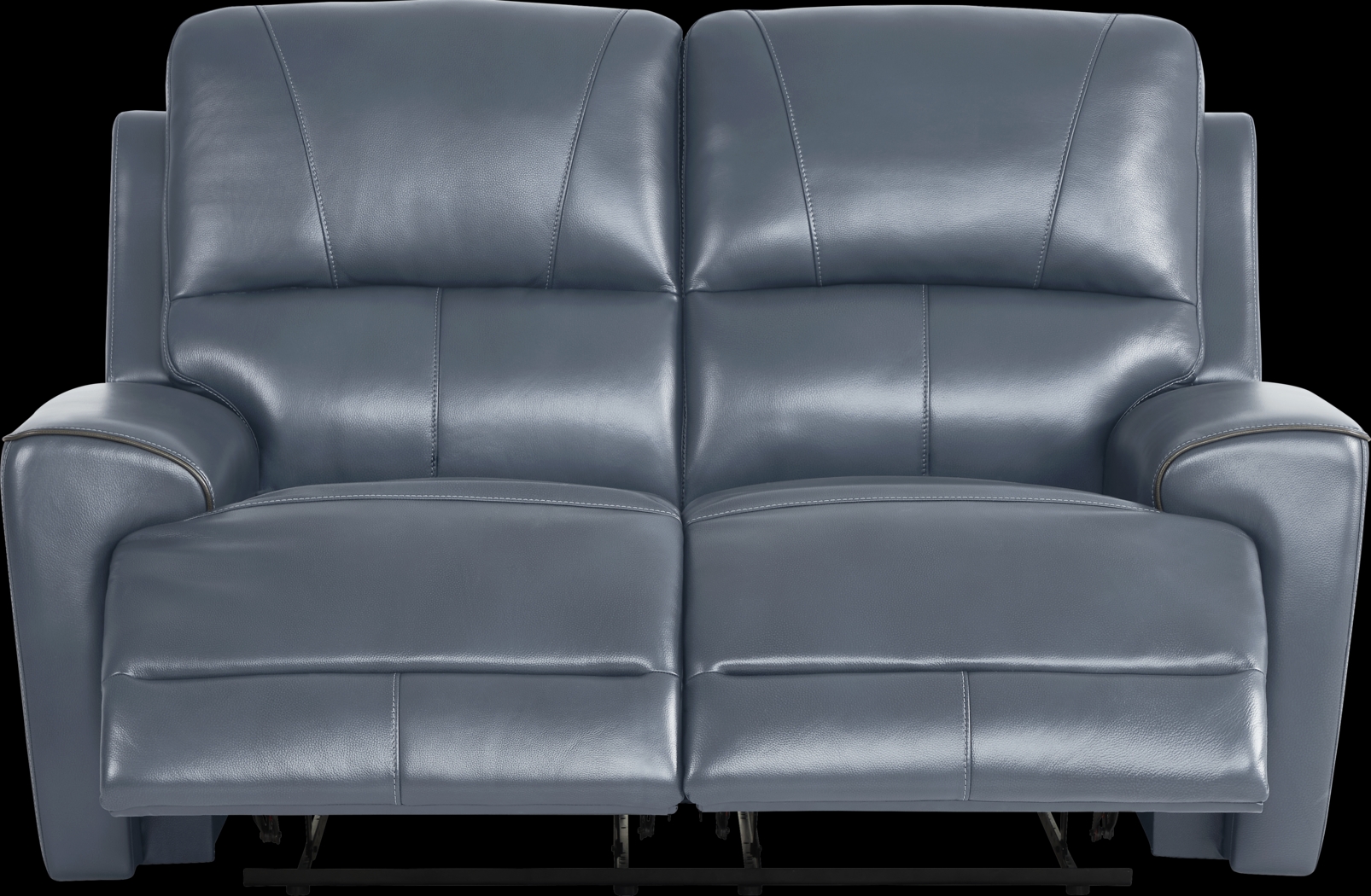 Fremont Blue Leather Reclining Loveseat - Thumbnail - Image 1