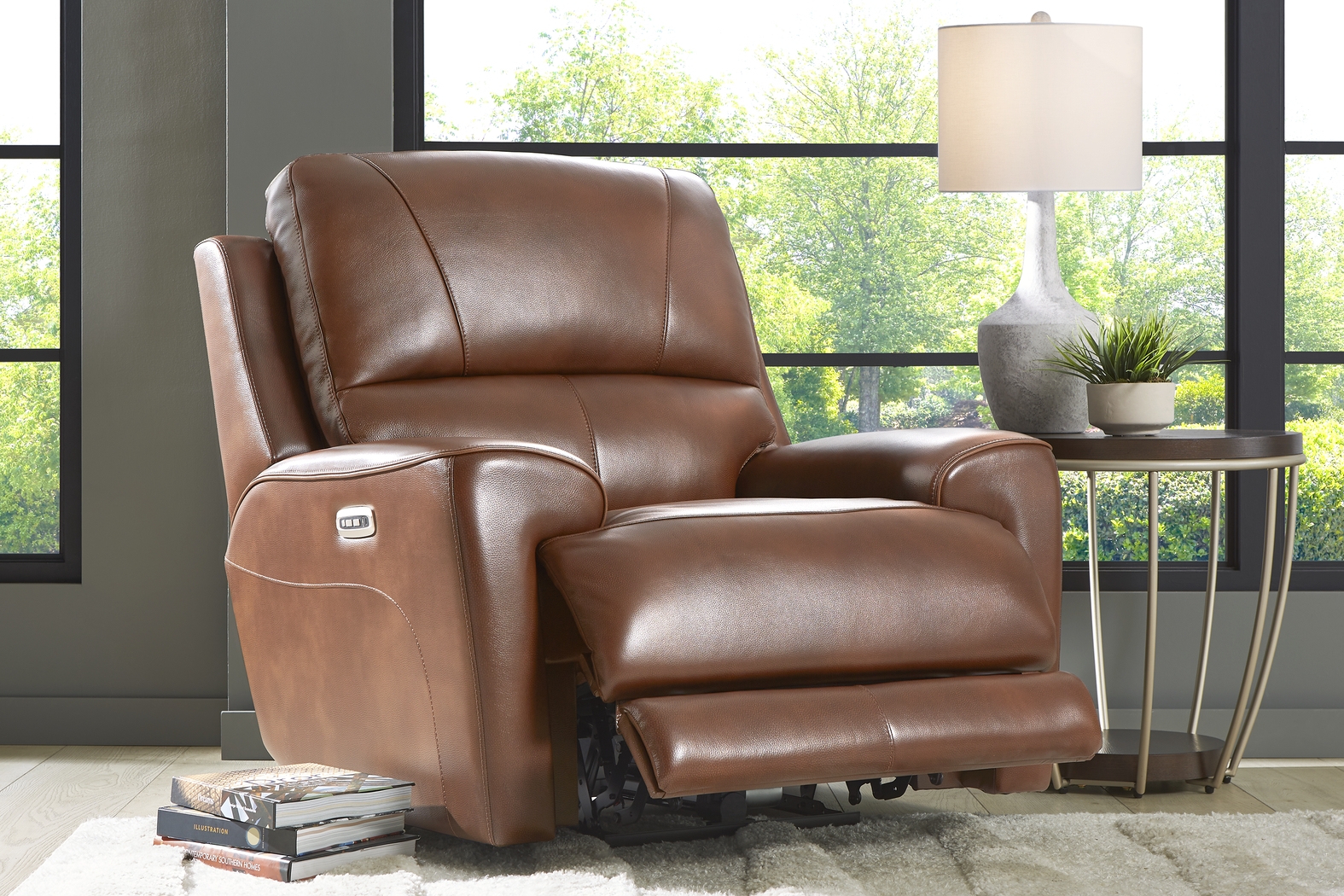Fremont Brown Leather Dual Power Recliner - Thumbnail - Image 3