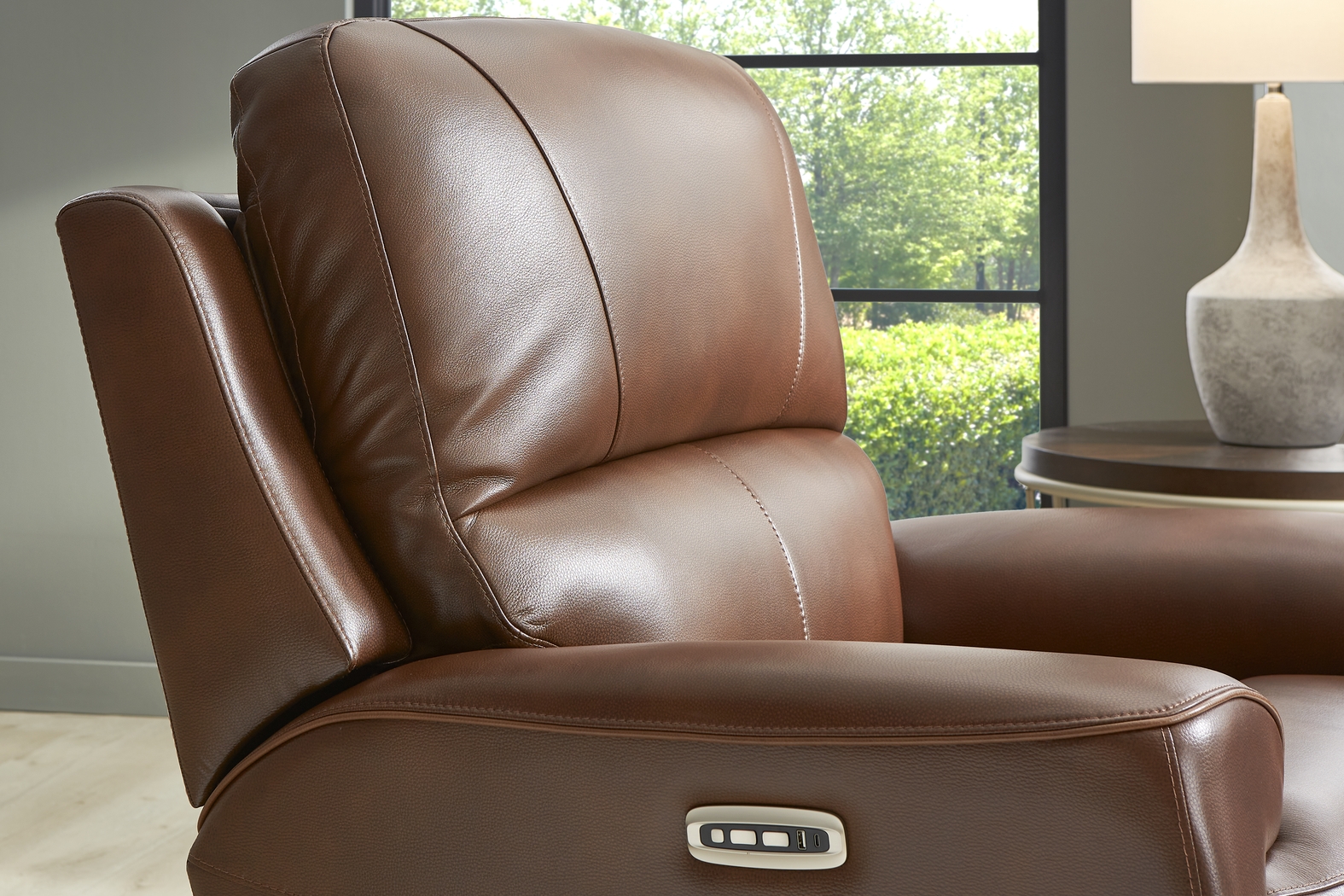 Fremont Brown Leather Dual Power Recliner - Thumbnail - Image 4