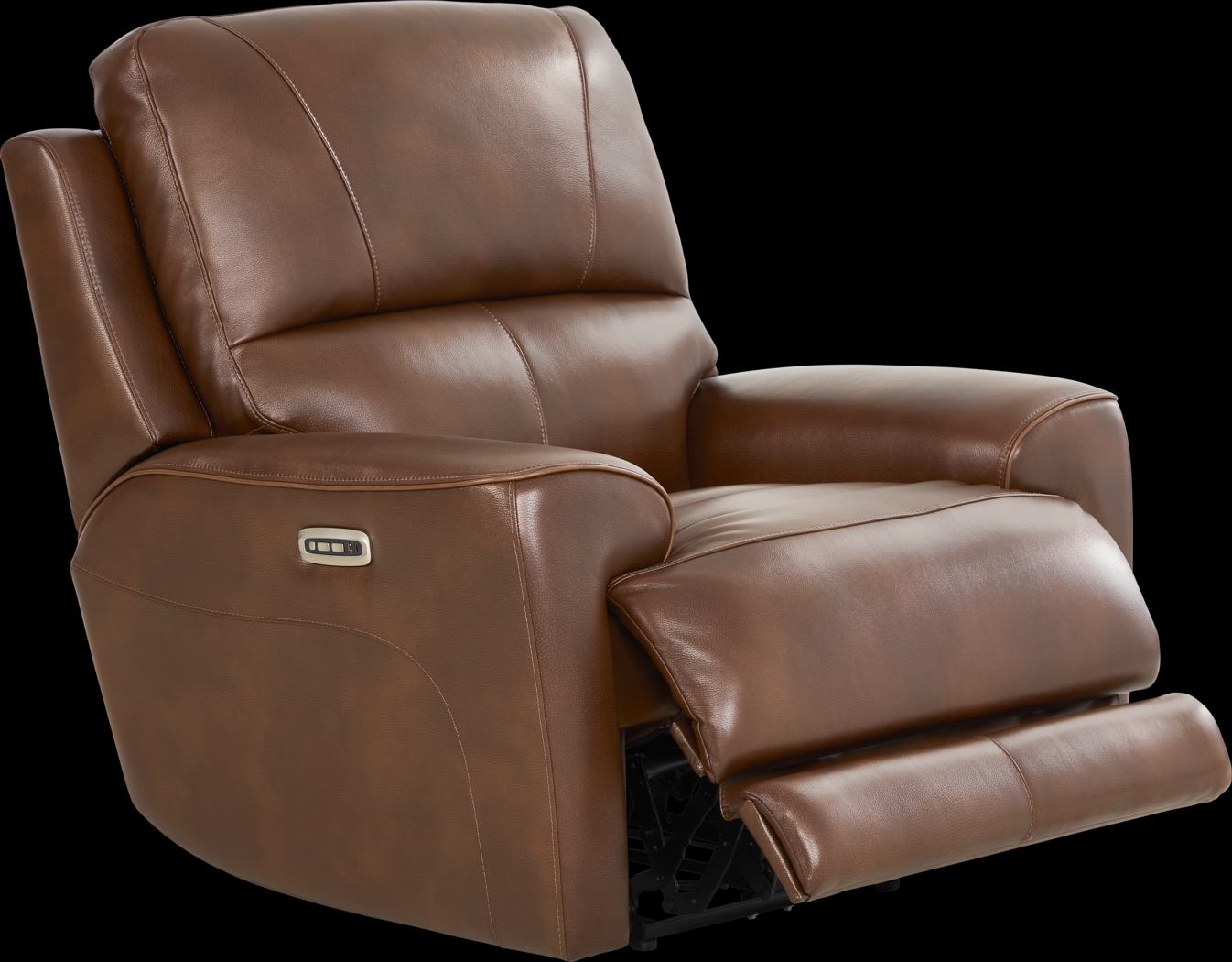 Fremont Brown Leather Dual Power Recliner - Thumbnail - Image 1
