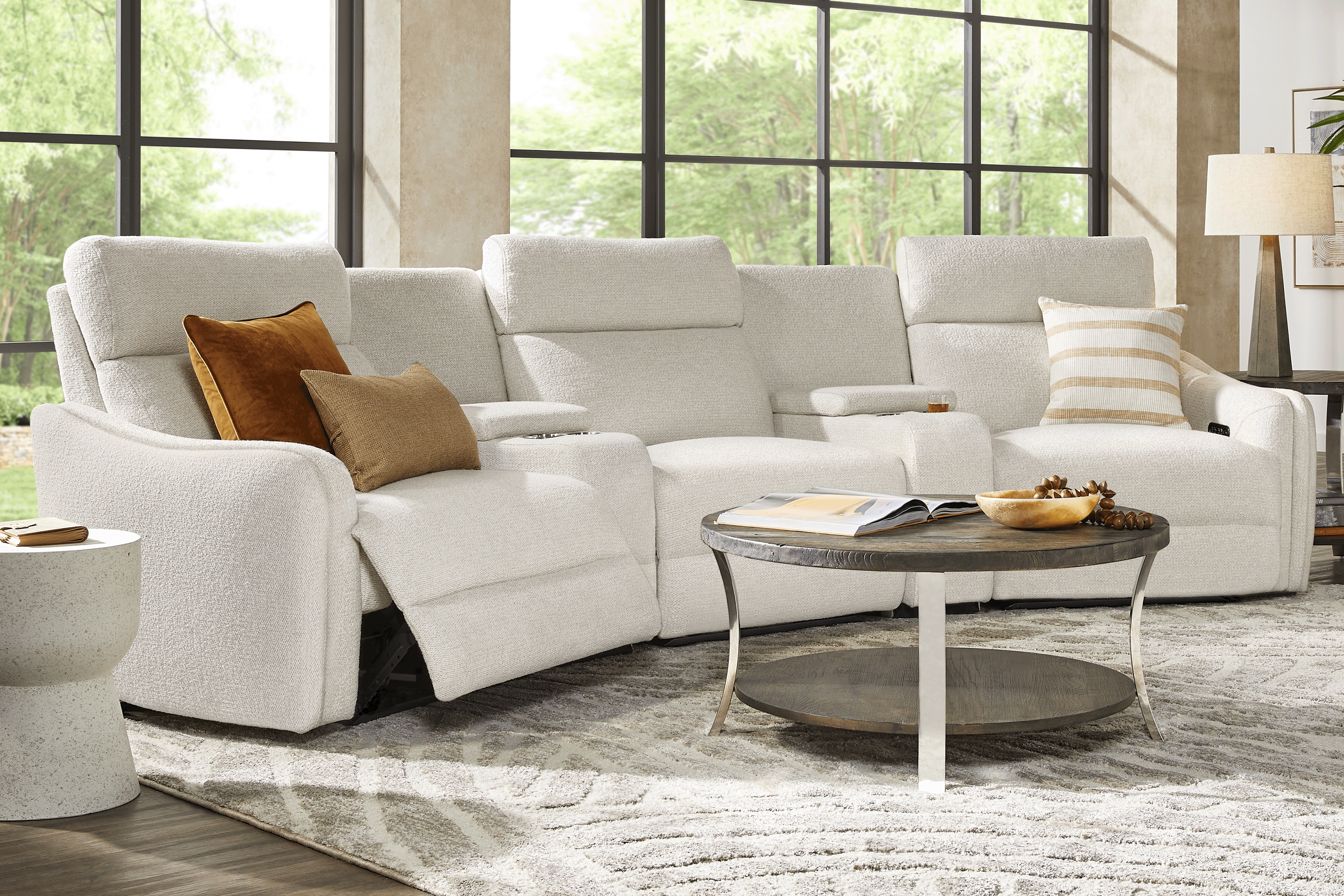 Yountville White 5 Pc Dual Power Reclining Sectional - Thumbnail - Image 2