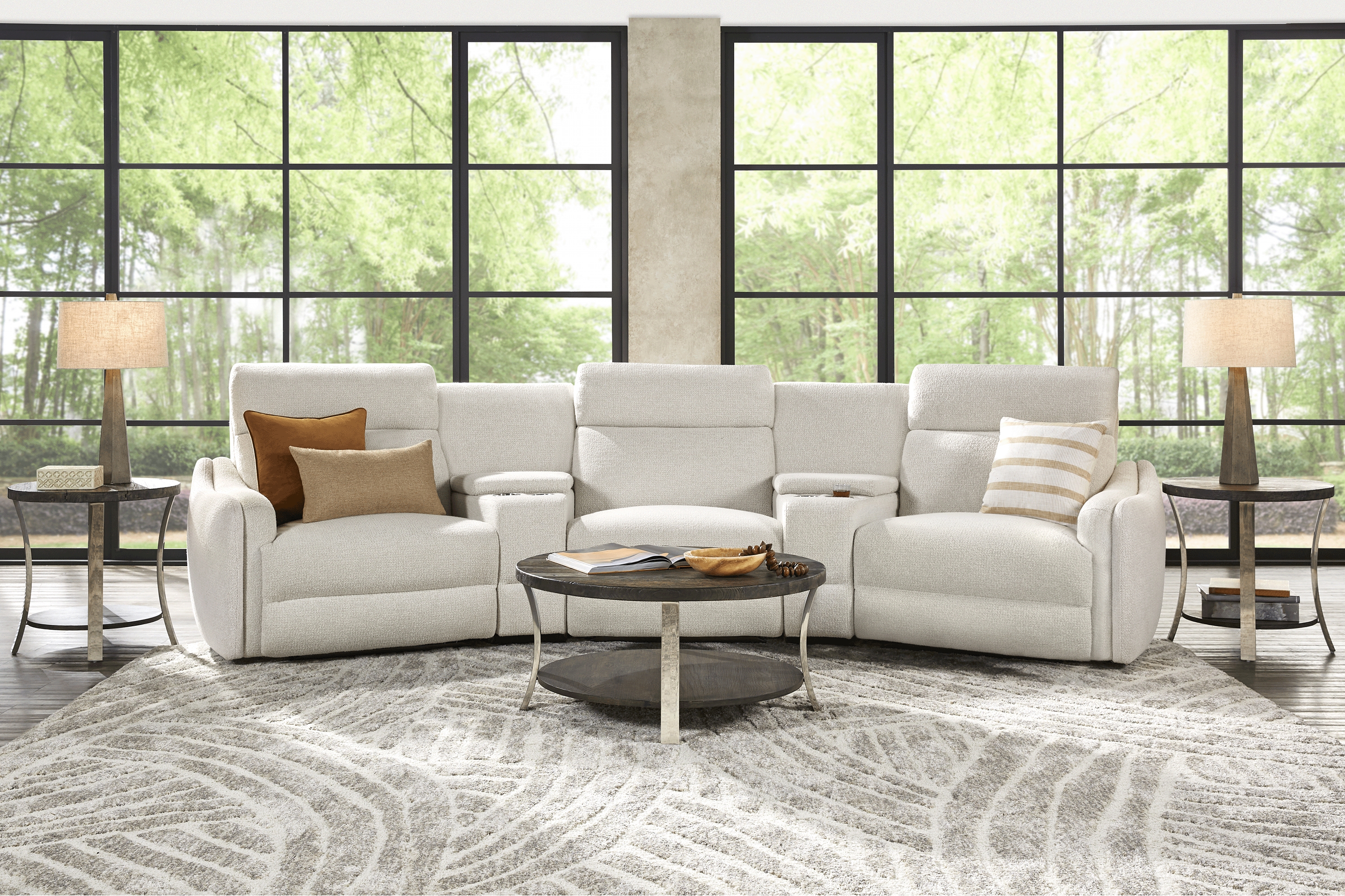 Yountville White 9 Pc Dual Power Reclining Sectional Living Room - Thumbnail - Image 1