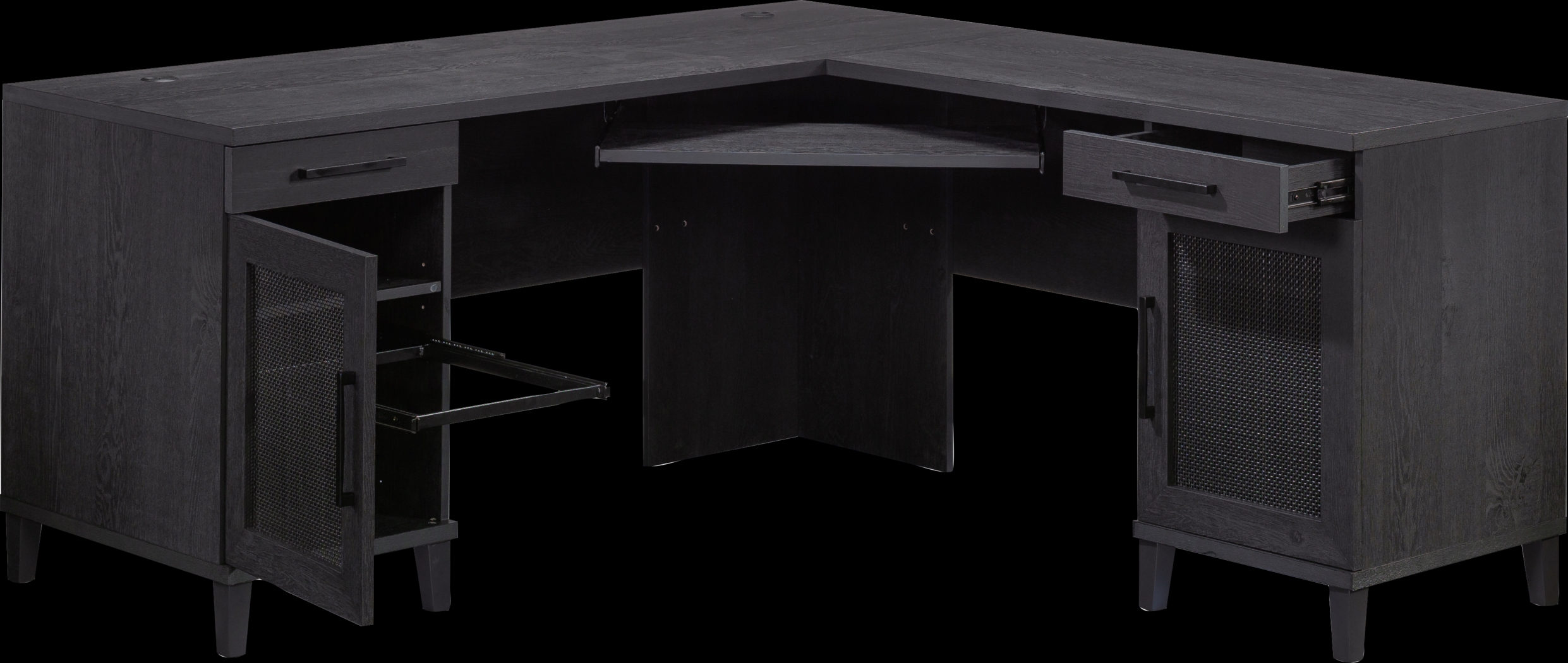 Drogheda Black L-Desk - Thumbnail - Image 1