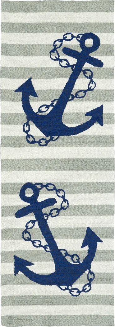 Drop Anchor Green 2' x 6' Indoor/Outdoor Rug - Thumbnail - Image 1