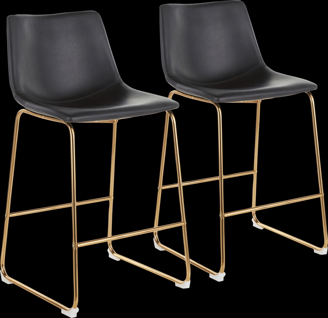 Dryades Black Counter Height Stool, Set of 2 - Thumbnail - Image 1