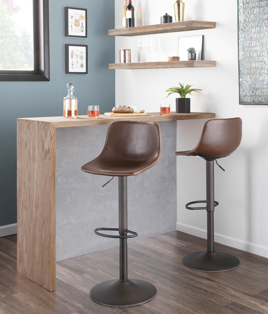 Dryades Brown Adjustable Barstool, Set of 2 - Thumbnail - Image 11