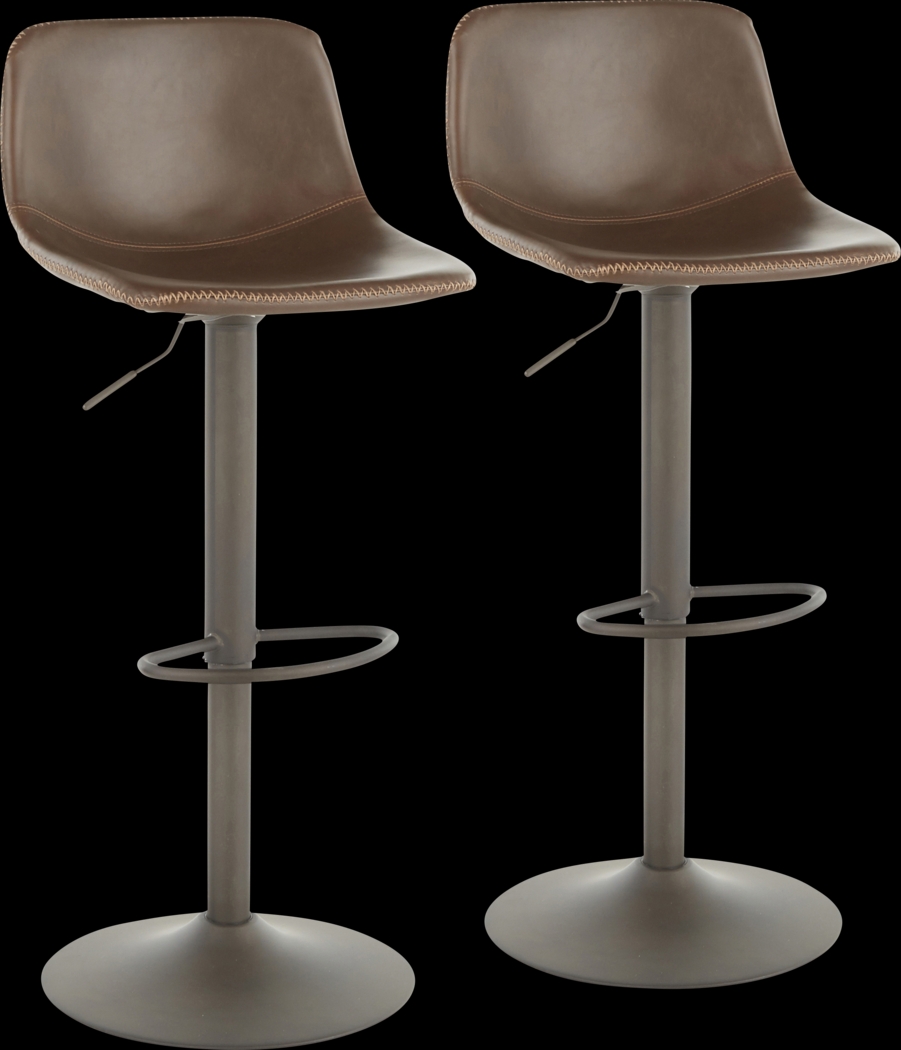 Dryades Brown Adjustable Barstool, Set of 2 - Thumbnail - Image 1
