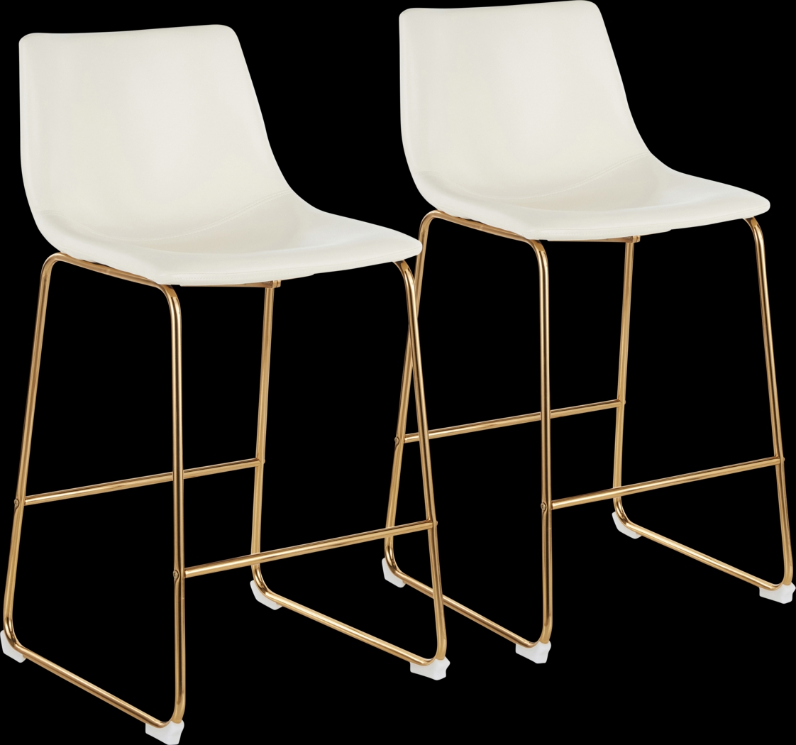 Dryades White Counter Height Stool, Set of 2 - Thumbnail - Image 1